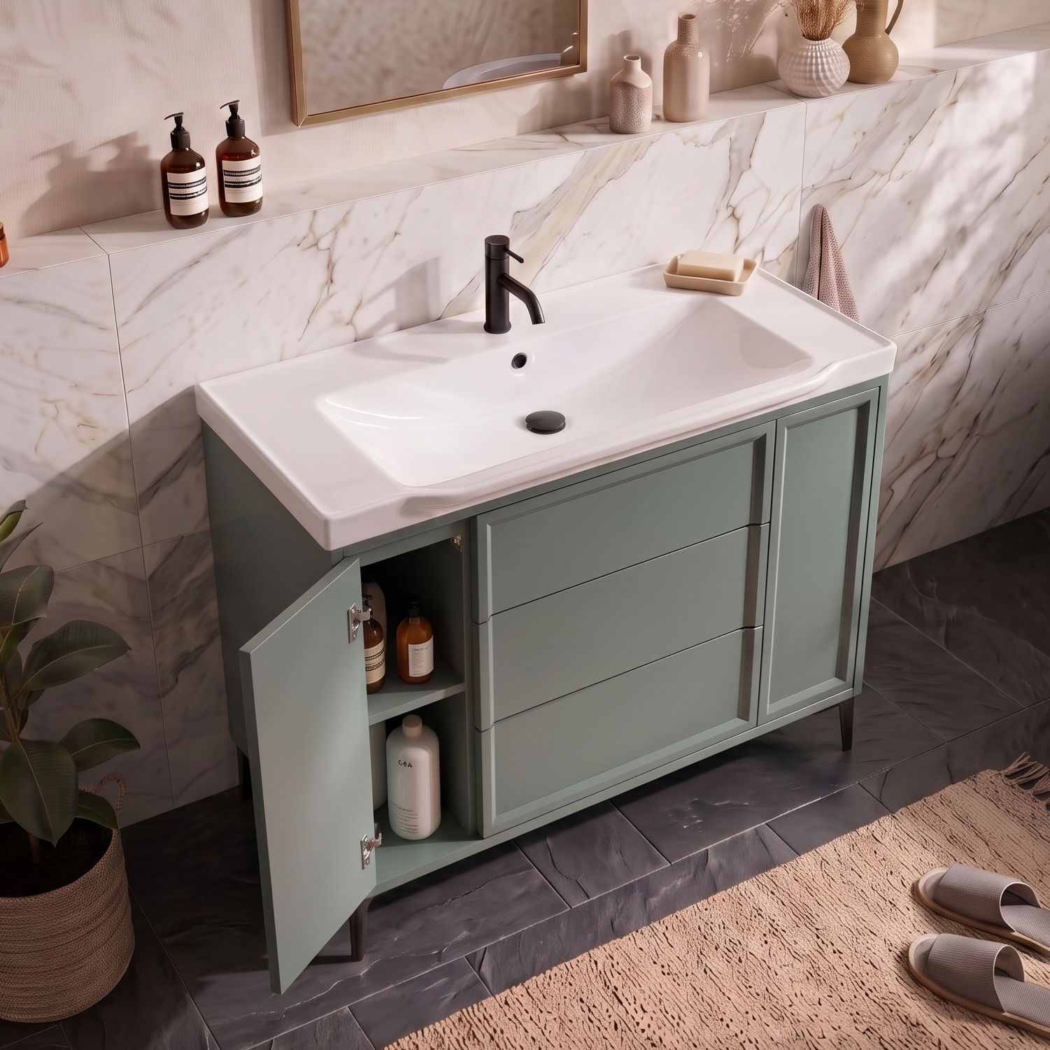 Elara 1000mm Floorstanding Vanity Unit & Basin with Leg Set