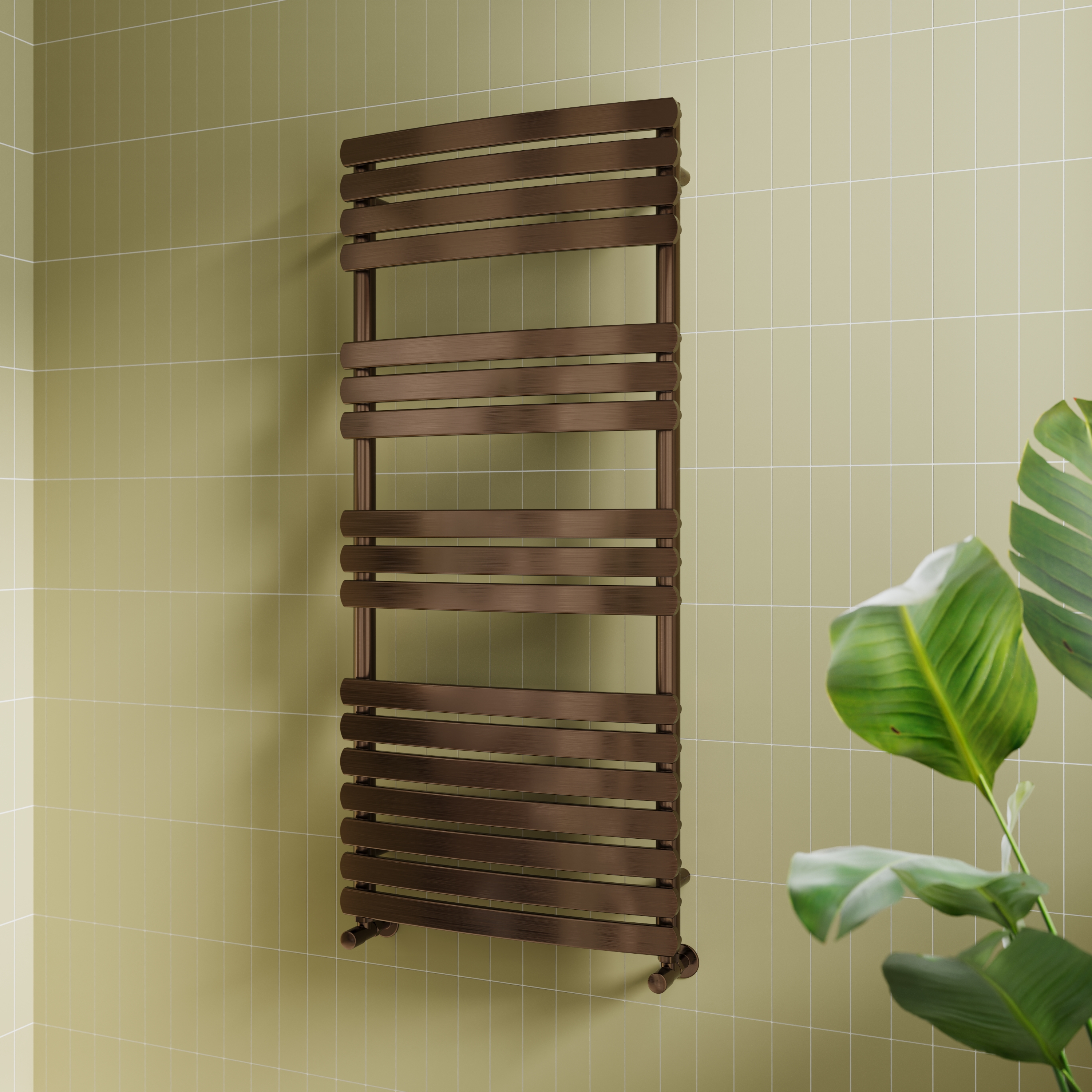 Toasty Solace Brushed Bronze Curved Heated Towel Rail