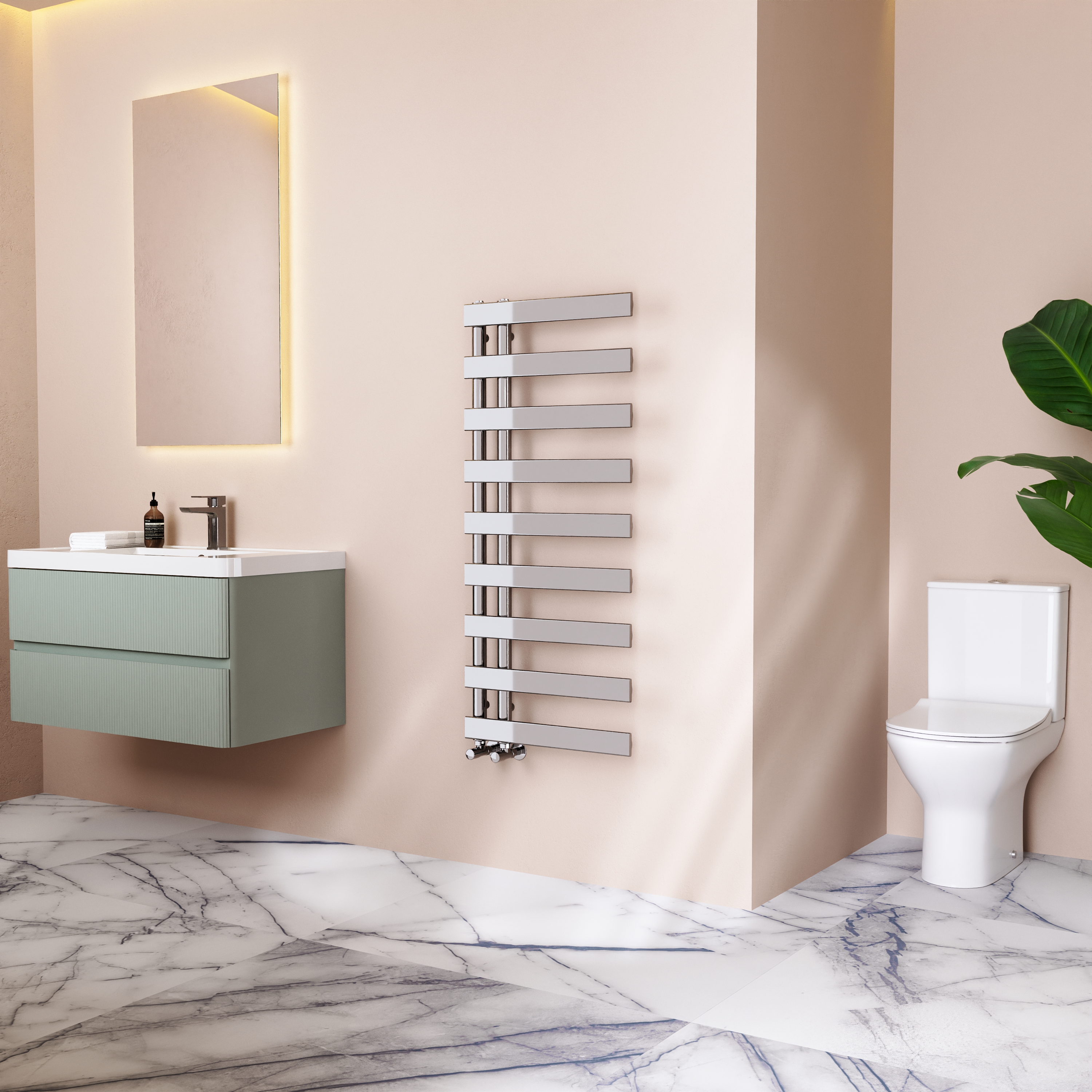 Toasty Retreat Chrome Offset Heated Towel Rail