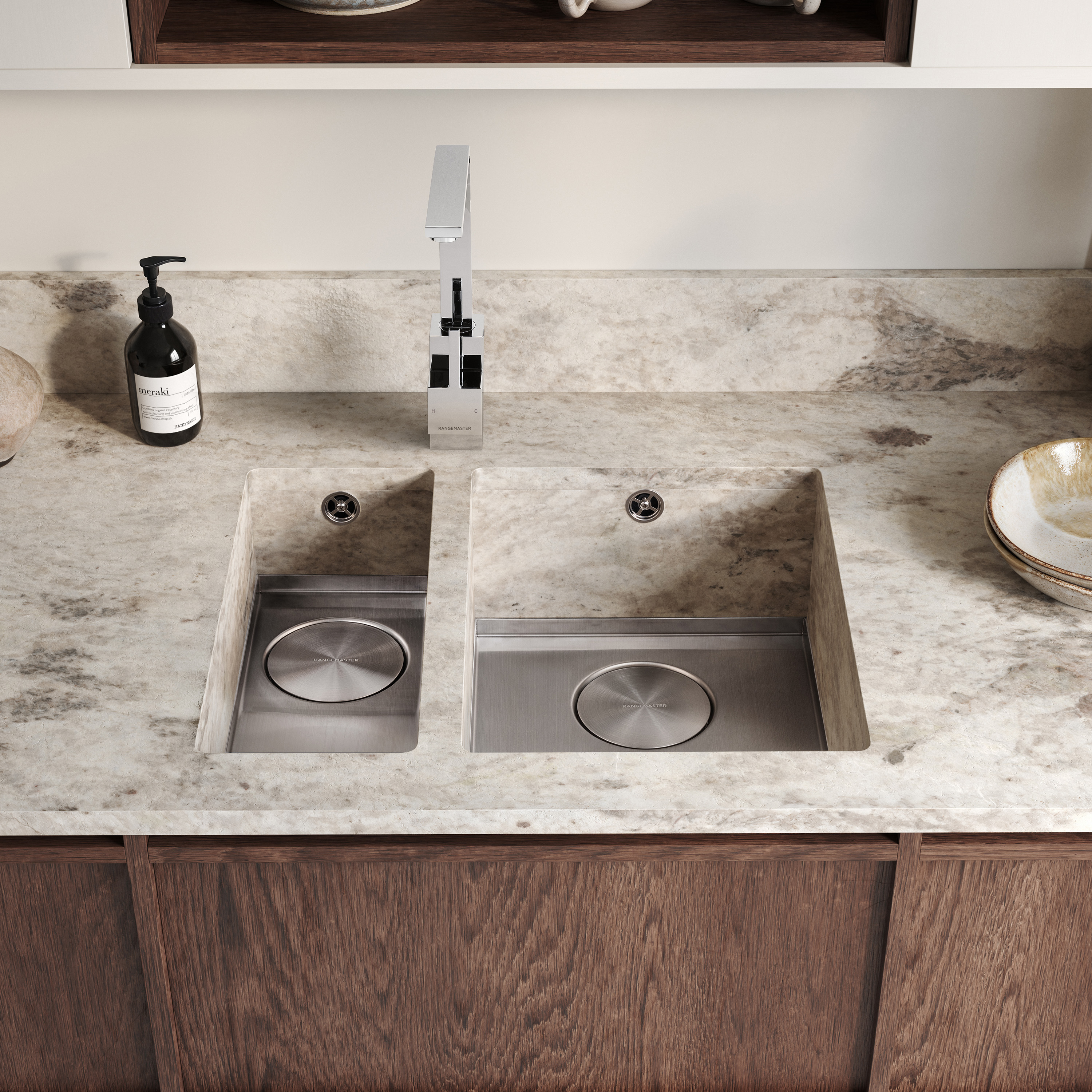 Rangemaster Baseline 1 Bowl Undermount Polished Stainless Steel Sink & Waste -  214 x 460mm