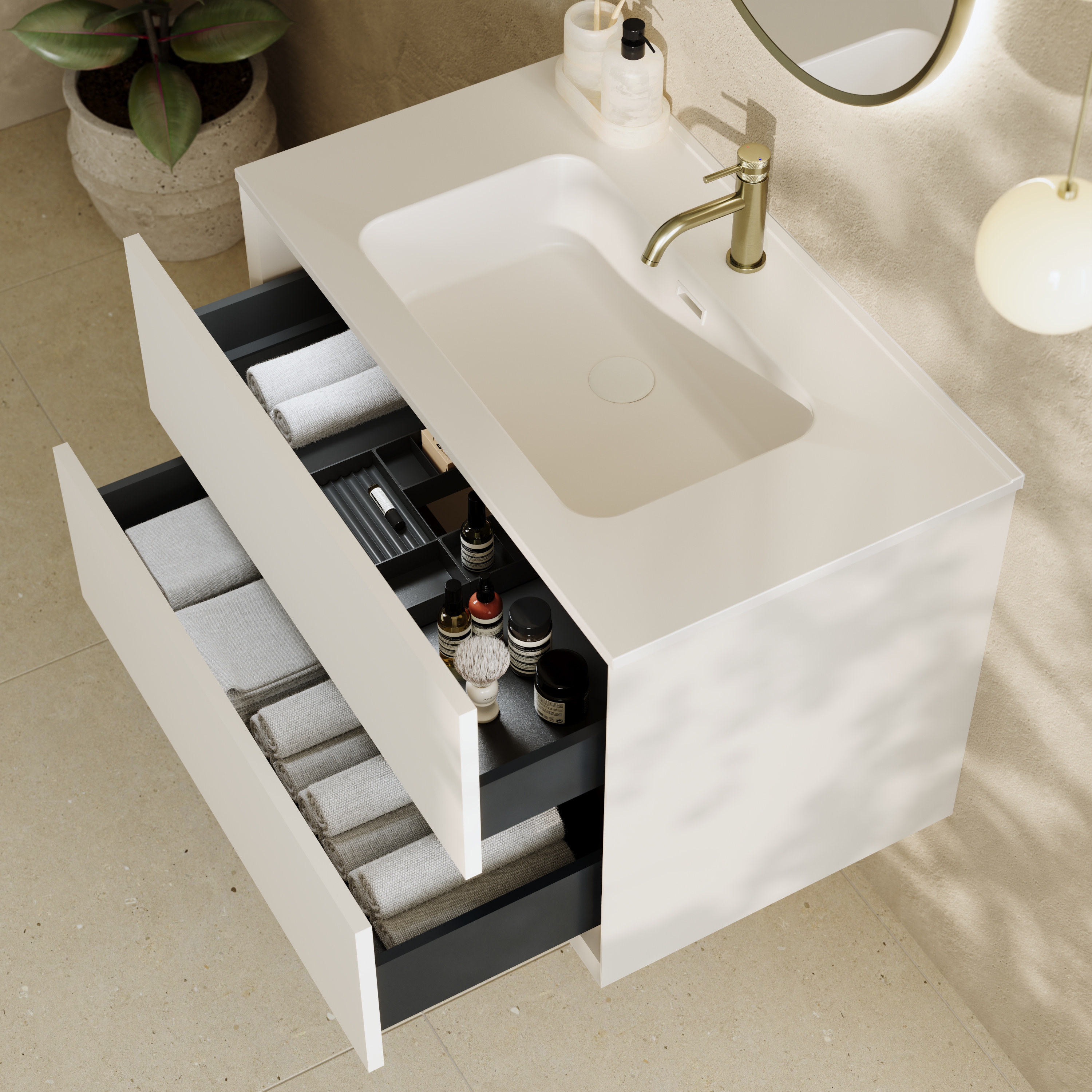 Oslo 800mm Wall Mounted Vanity Unit & Matt White Basin