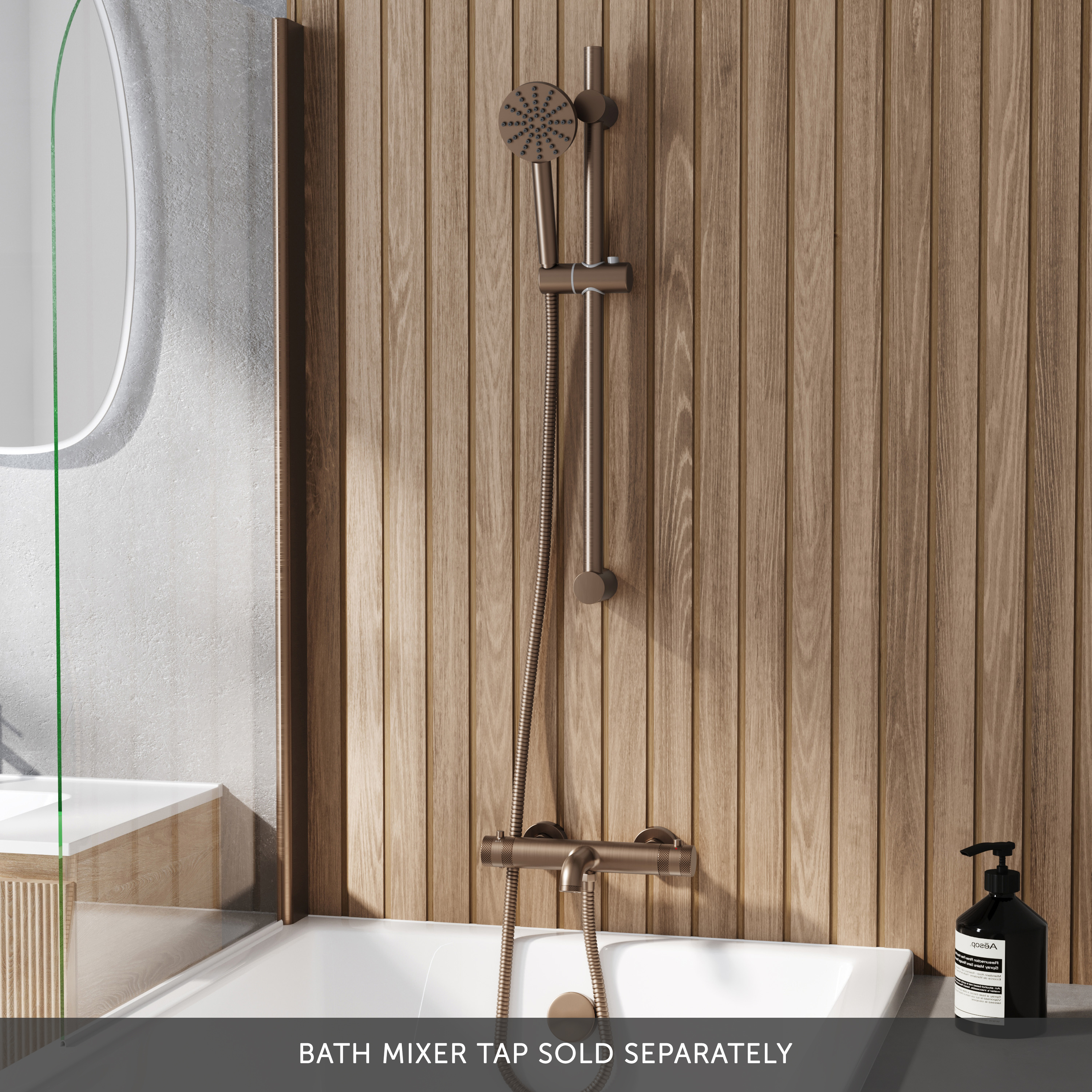 Core Fluted Slide Rail Shower Kit, Shower Handset & Hose