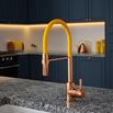 The Tap Factory Vibrance Tube Brushed Copper Mono Pull Out Kitchen Mixer Tap with Coloured Spout