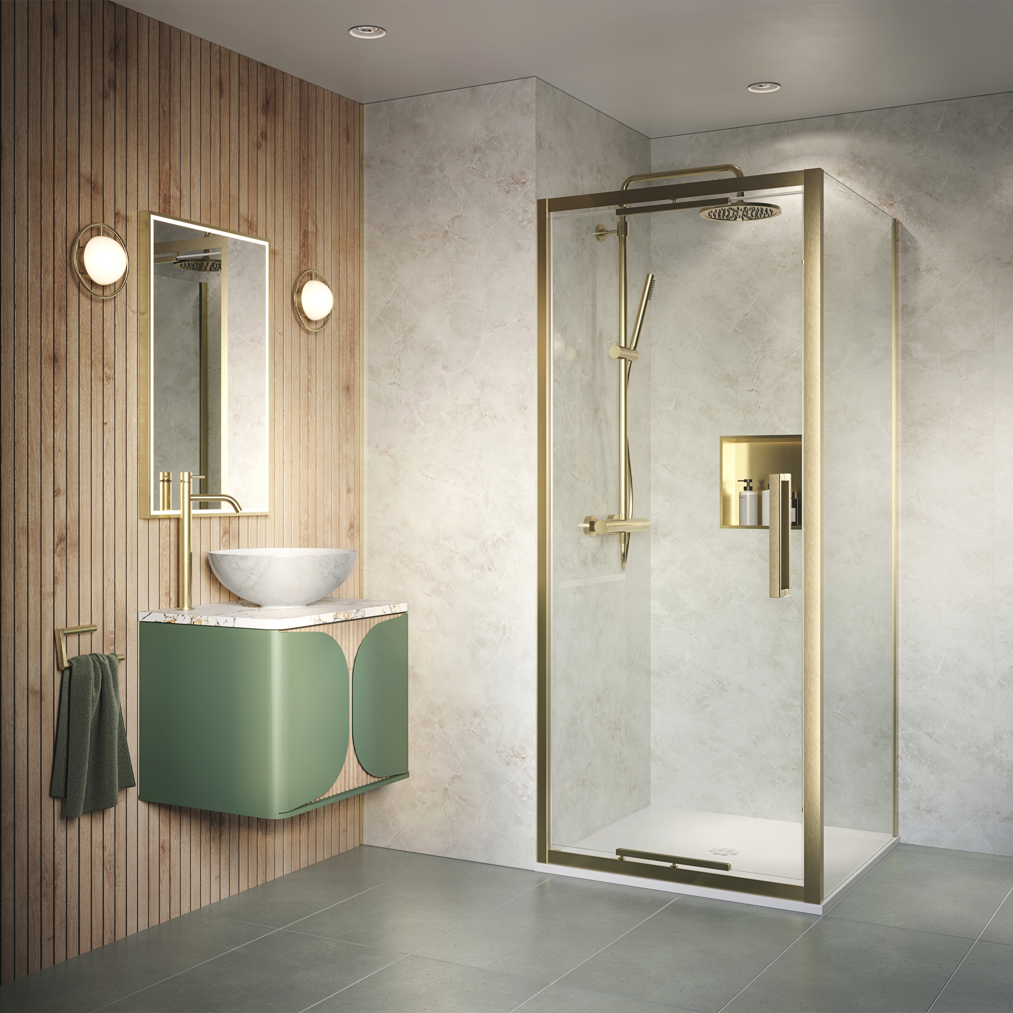 Showerwall Arcade Matt Oak Laminate Ply Wood Proclick Bathroom Wall Panel - 2400 x 600mm