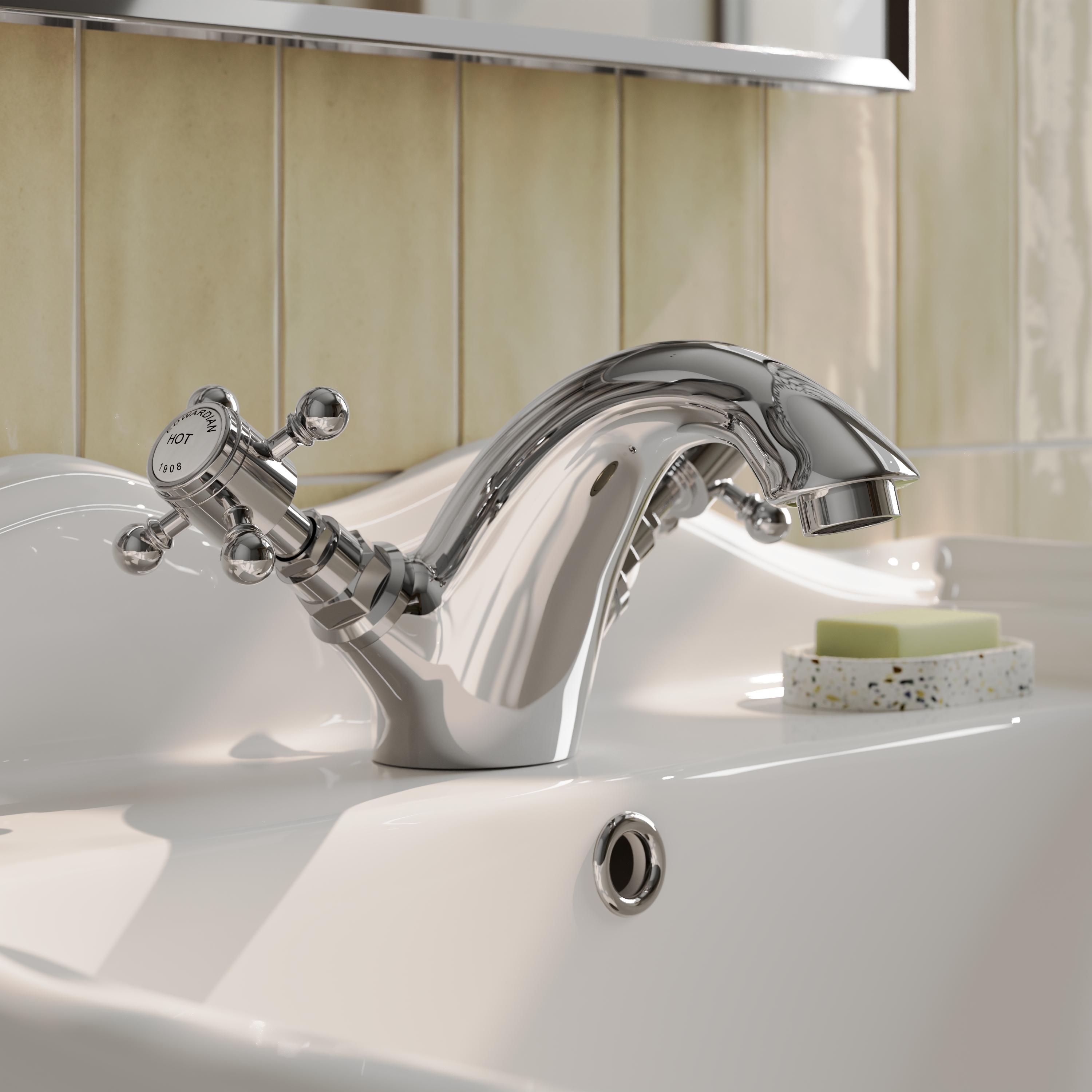 Butler & Rose Eliza Crosshead Mono Basin Mixer Tap & Waste