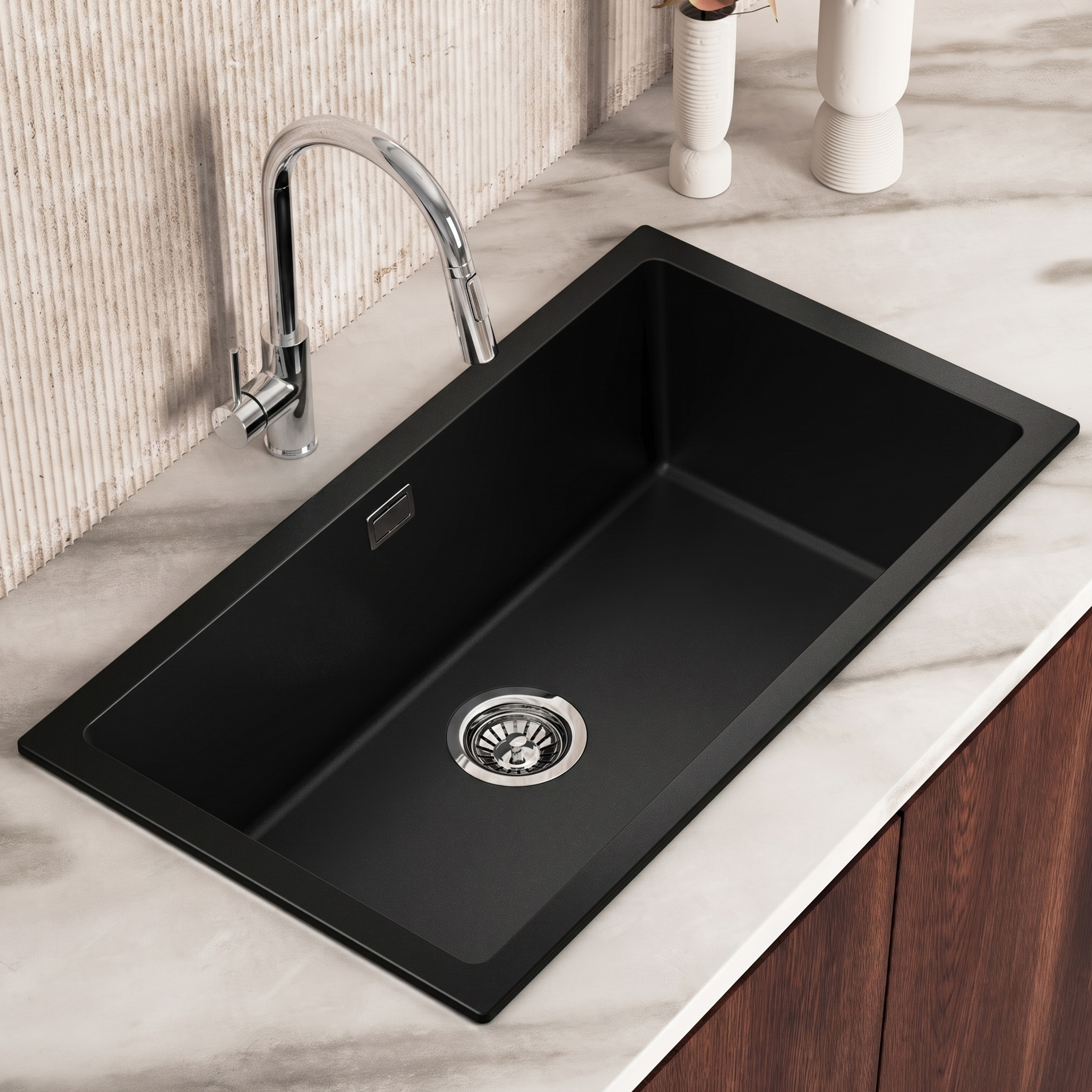Vellamo Terra XL 1 Bowl Granite Composite Inset / Undermount Kitchen Sink & Waste - 774 x 434mm