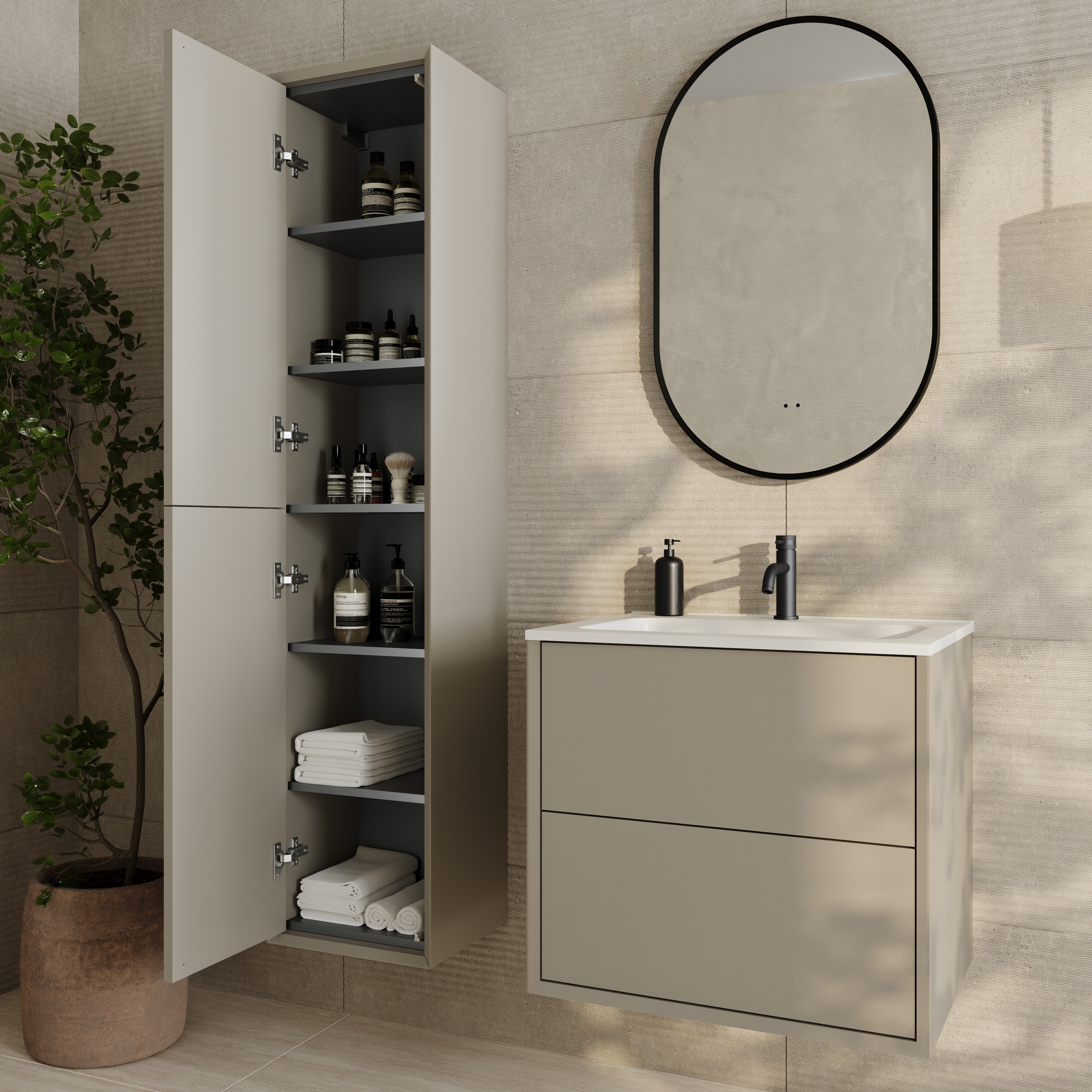 Oslo 1600mm Tall Wall Mounted Storage Unit