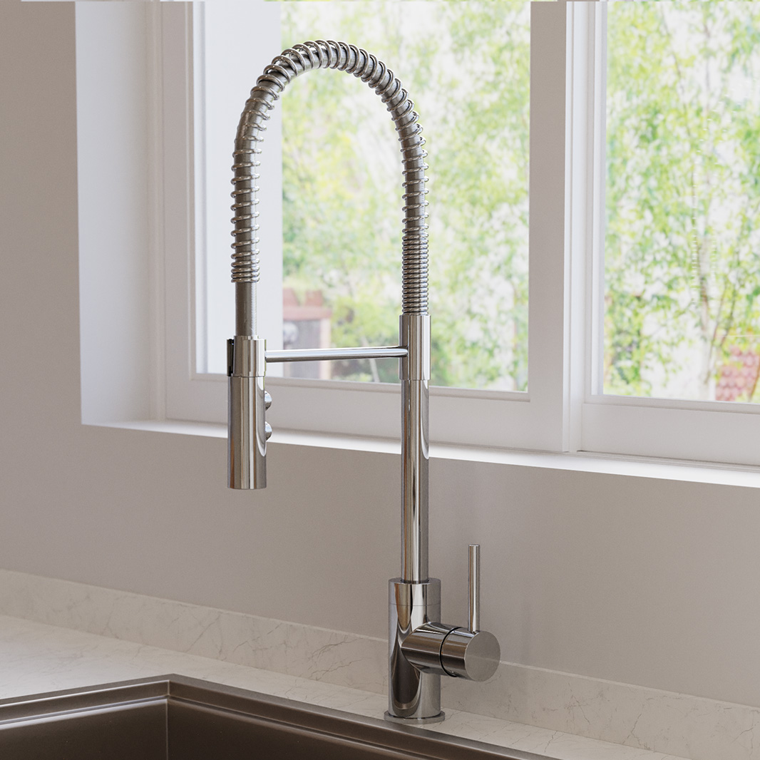 Crosswater Cucina Cook Side Lever Mono Kitchen Mixer with Flexi Spray - Chrome