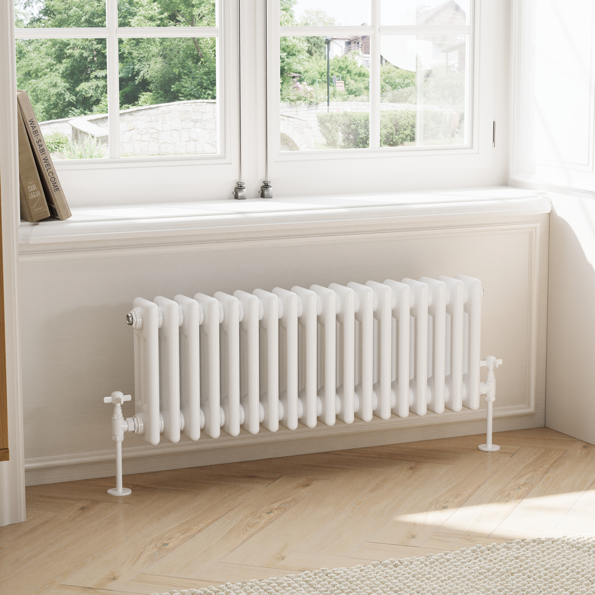 Toasty Ardleigh White Compact Horizontal 3 Column Radiator - 300mm Height