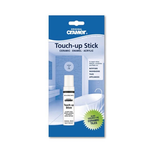 Cramer Professional Touch Up Stick to Repair Minor Damage, Scratches & Blemishes on Baths, Basins & Tiles - Alpine White