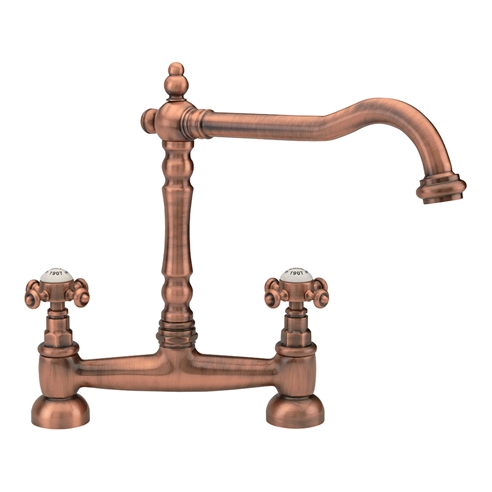 Tre Mercati French Classic Traditional Bridge Sink Mixer - Old Copper