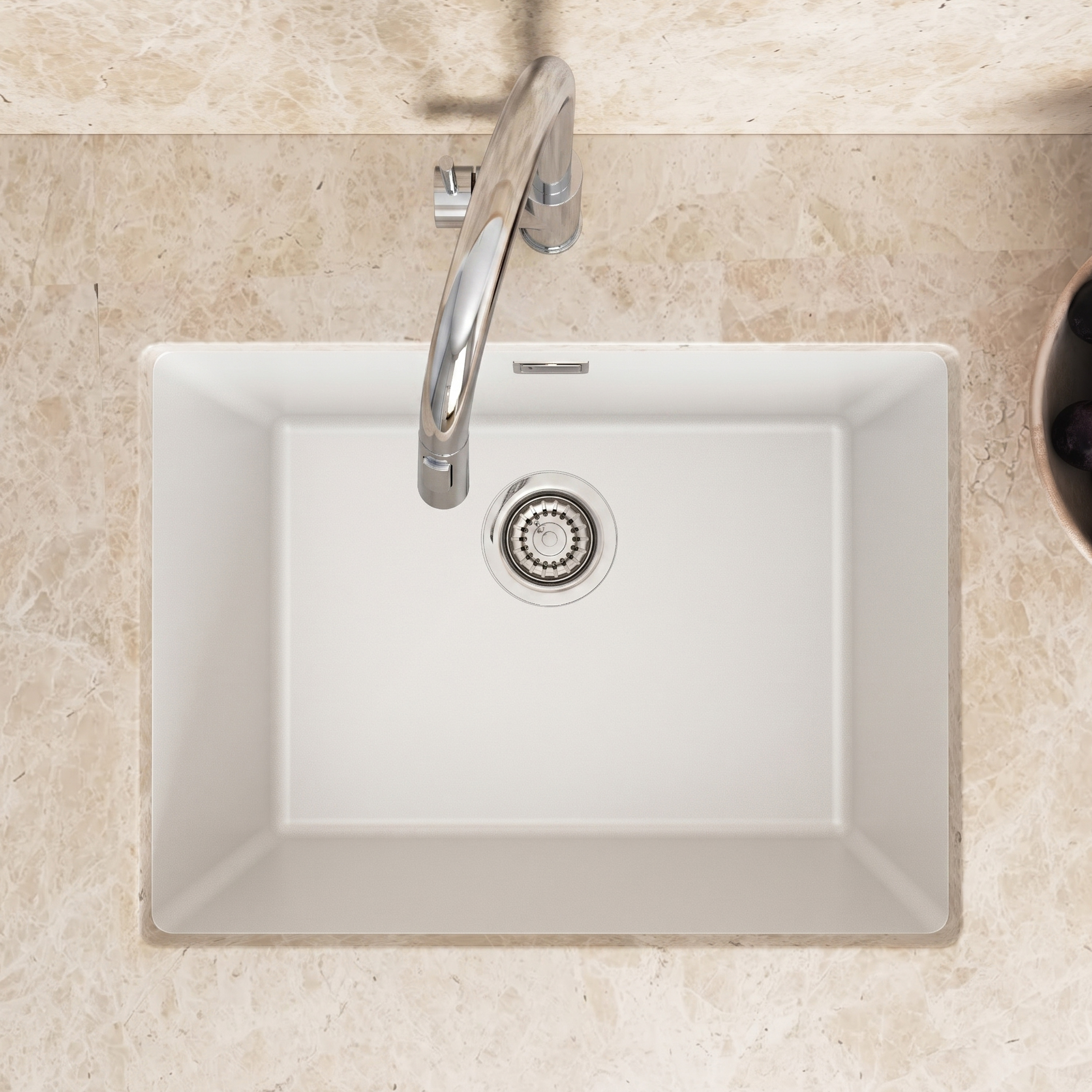 Vellamo Terra Large 1 Bowl Granite Composite Inset / Undermount Kitchen Sink & Waste - 610 x 460mm