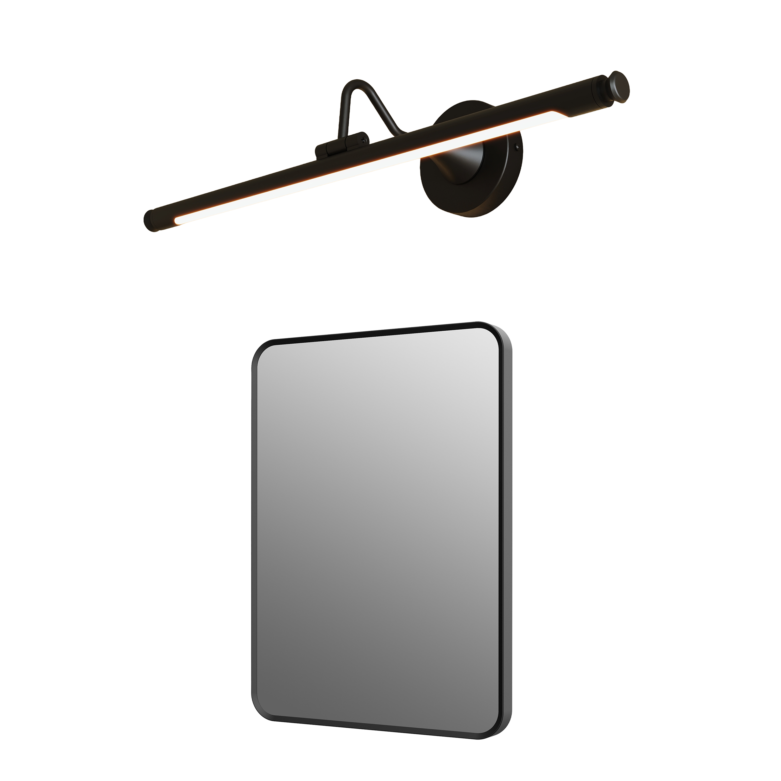 Finn Matt Black Framed Mirror with Picture Wall Light