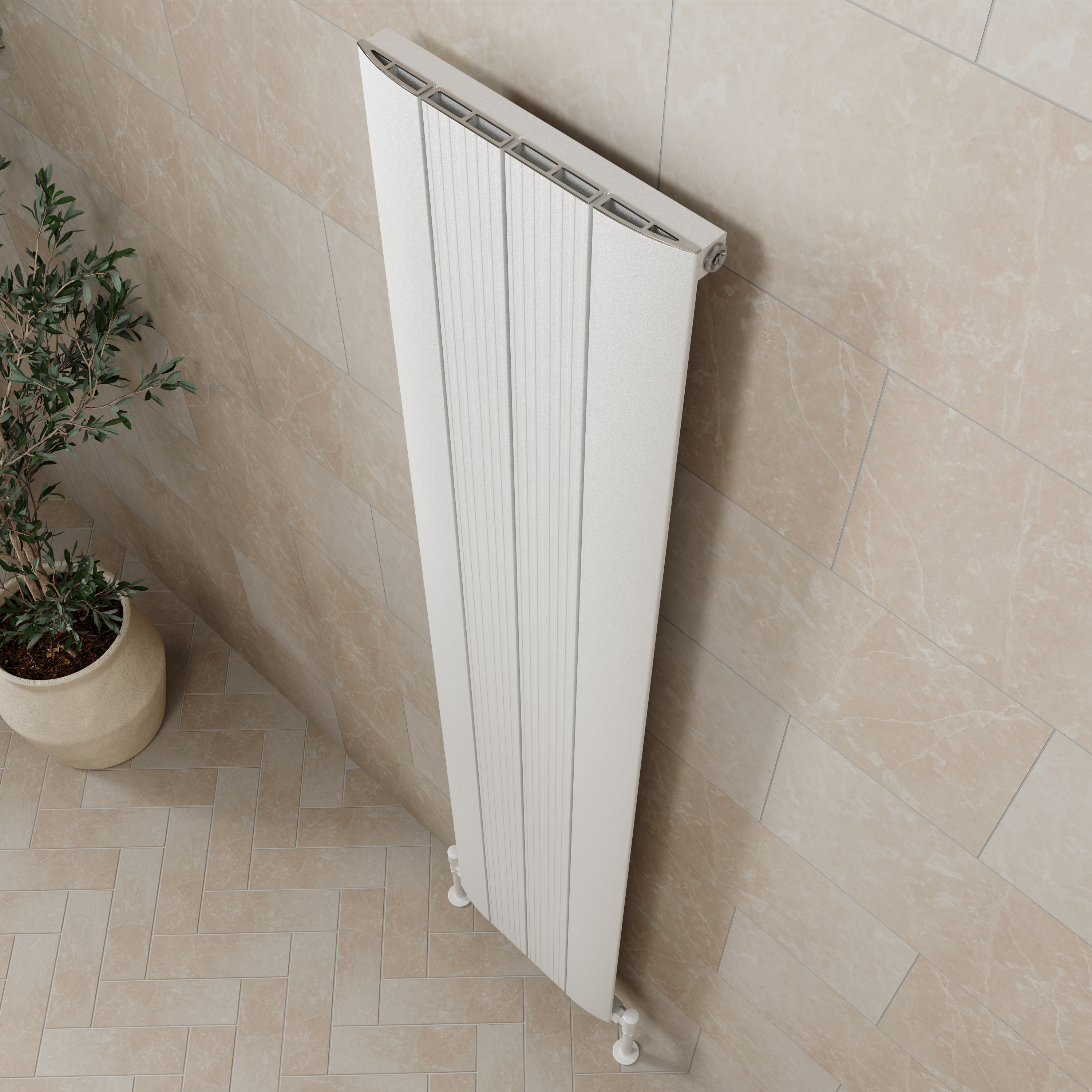Toasty Drift White Vertical Aluminium Radiator - 1800 x 375mm
