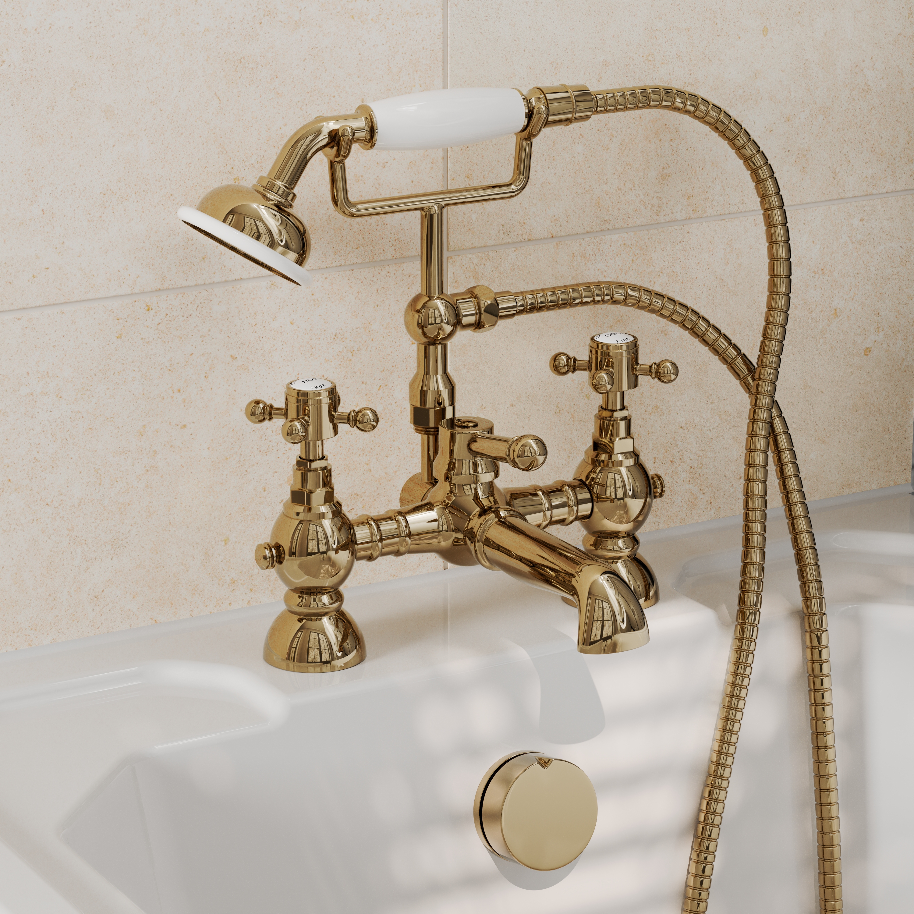 Butler & Rose Eliza Crosshead Deck Mounted Bath Shower Mixer Tap