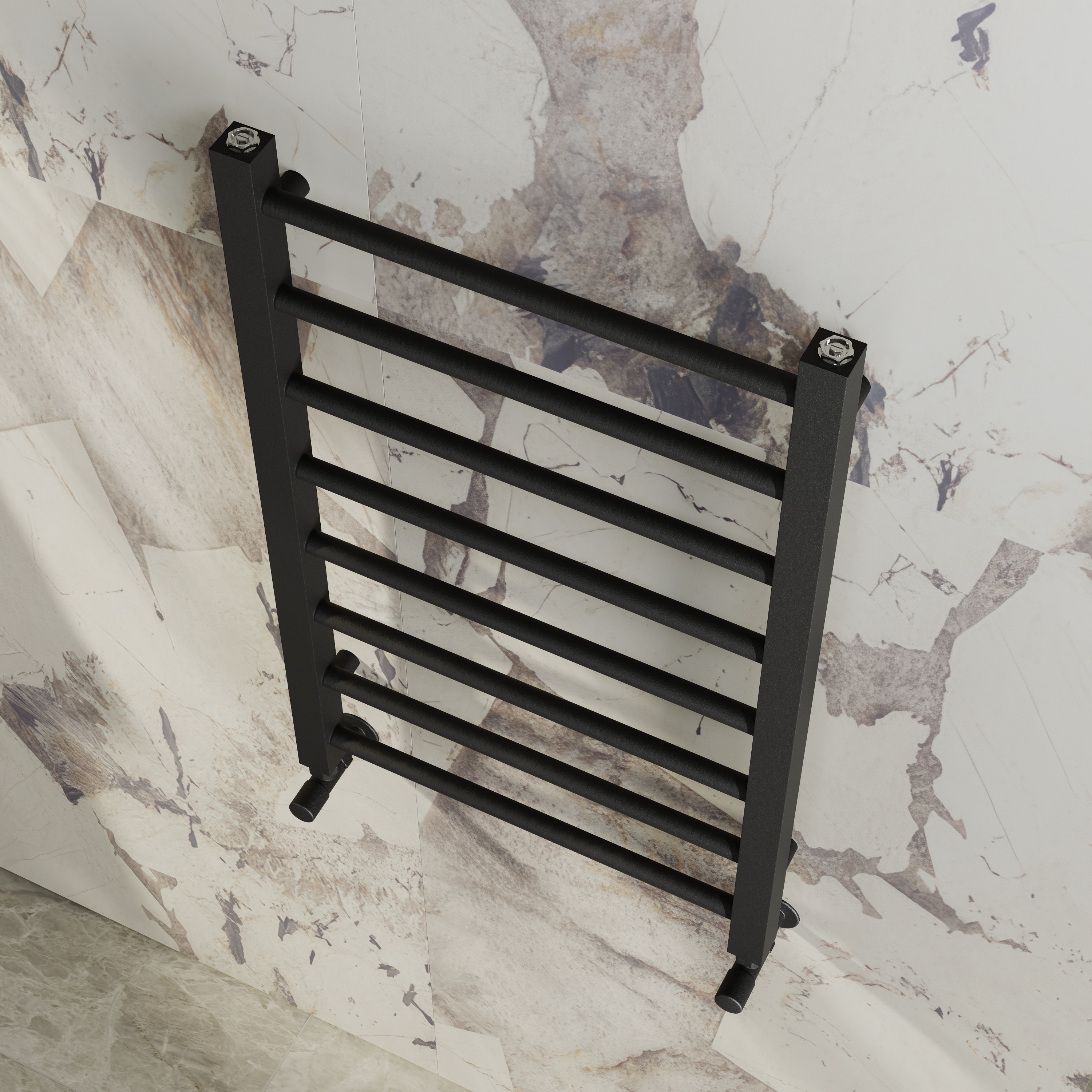 Toasty Rise Matt Black Heated Towel Rail