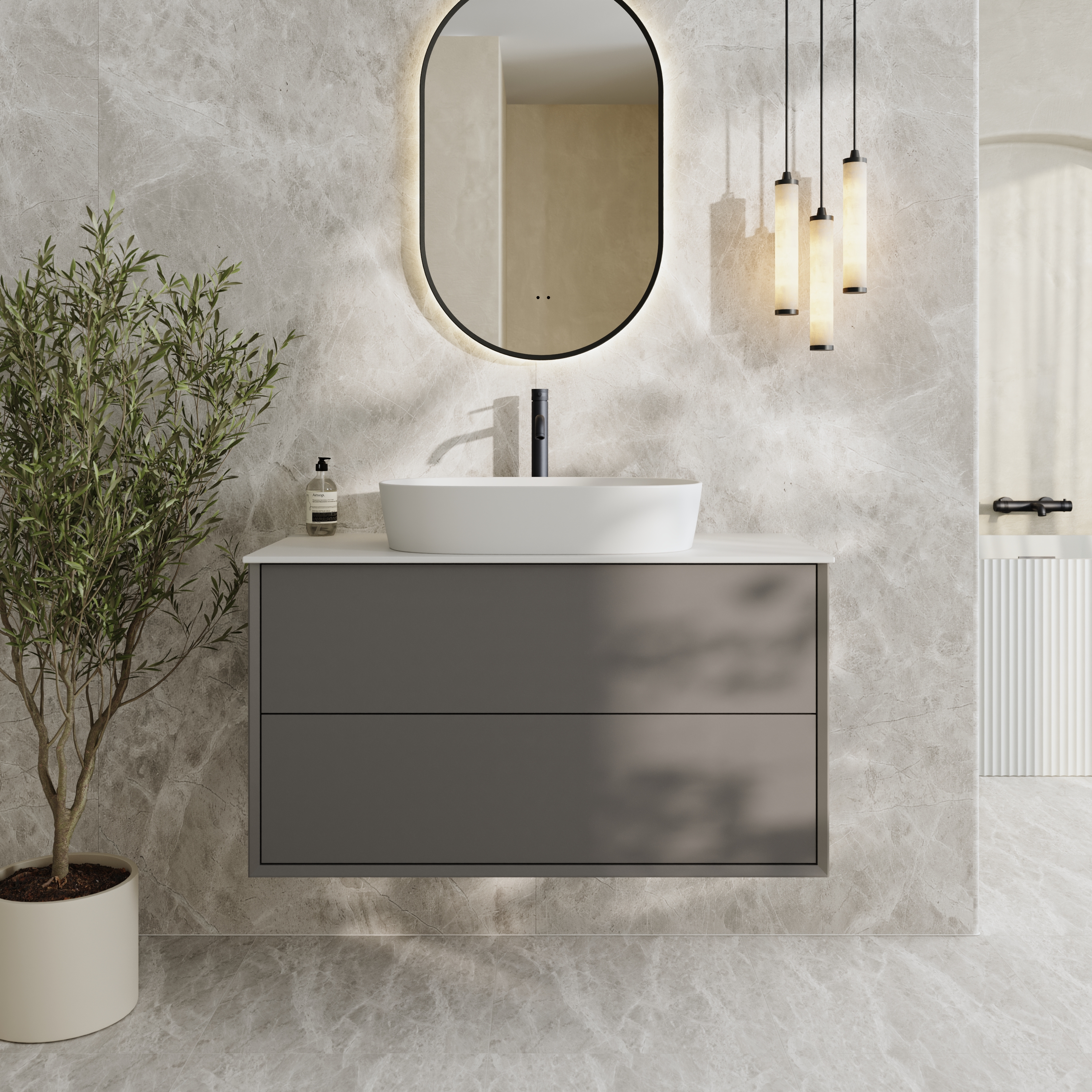 Oslo 1000mm Wall Mounted Vanity Unit & Sintered Stone Countertop