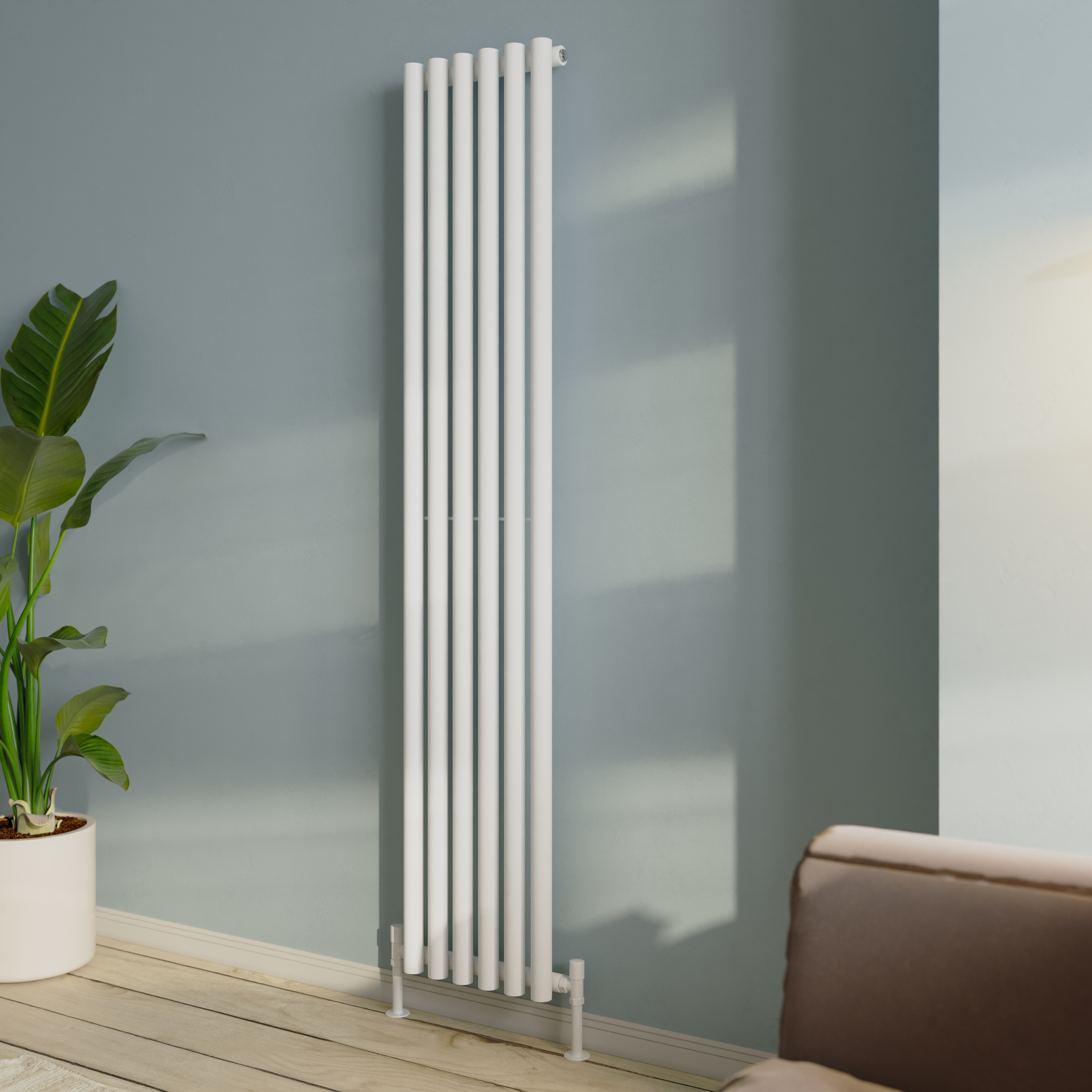 Toasty Aura White Round Tube Vertical Radiator