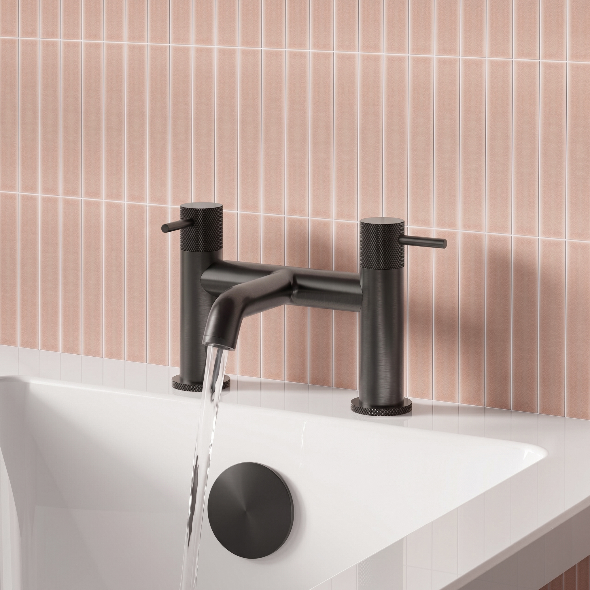 Harbour Clarity Knurled Deck Mounted Bath Mixer Tap
