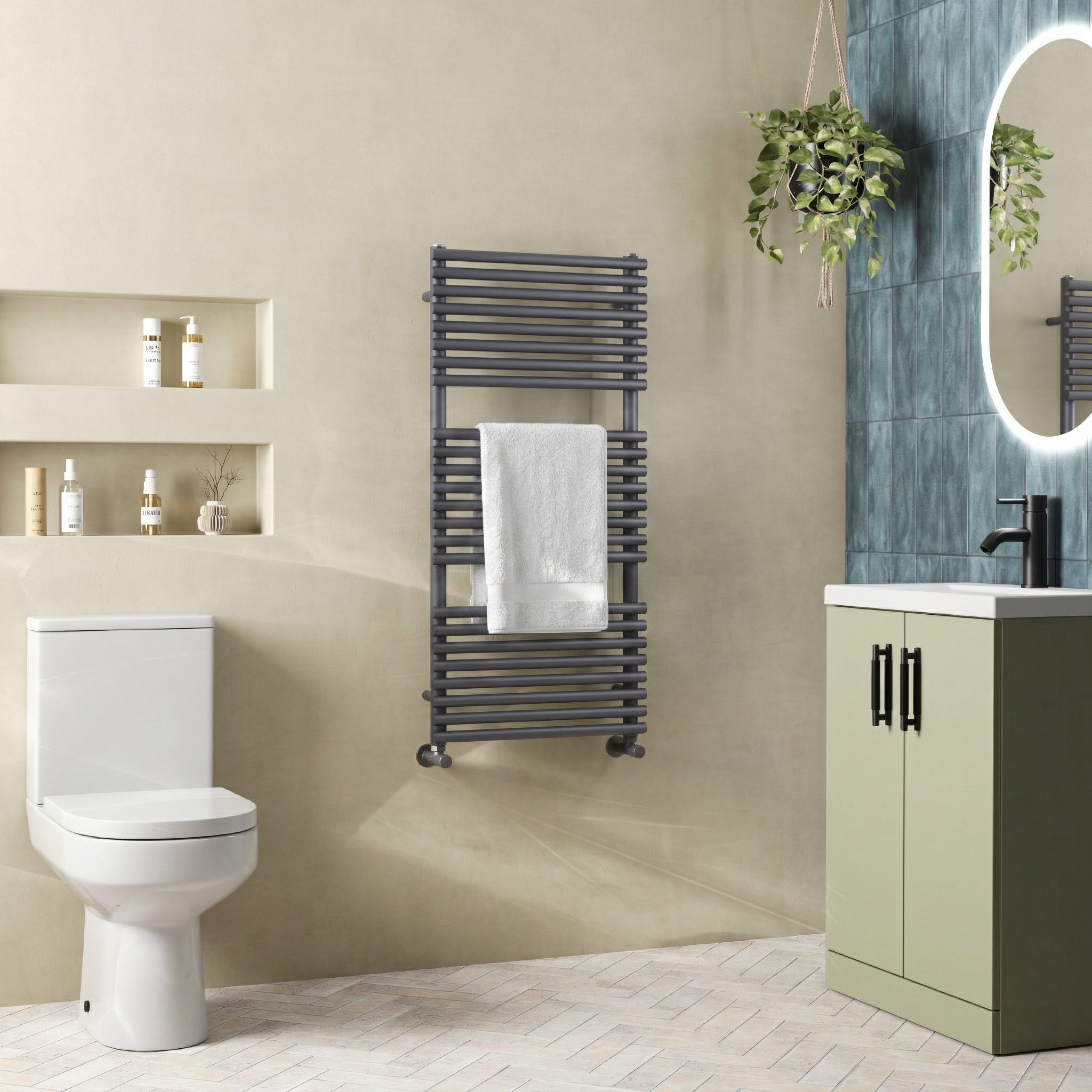 Toasty Halo Anthracite Bar on Bar Heated Towel Rail