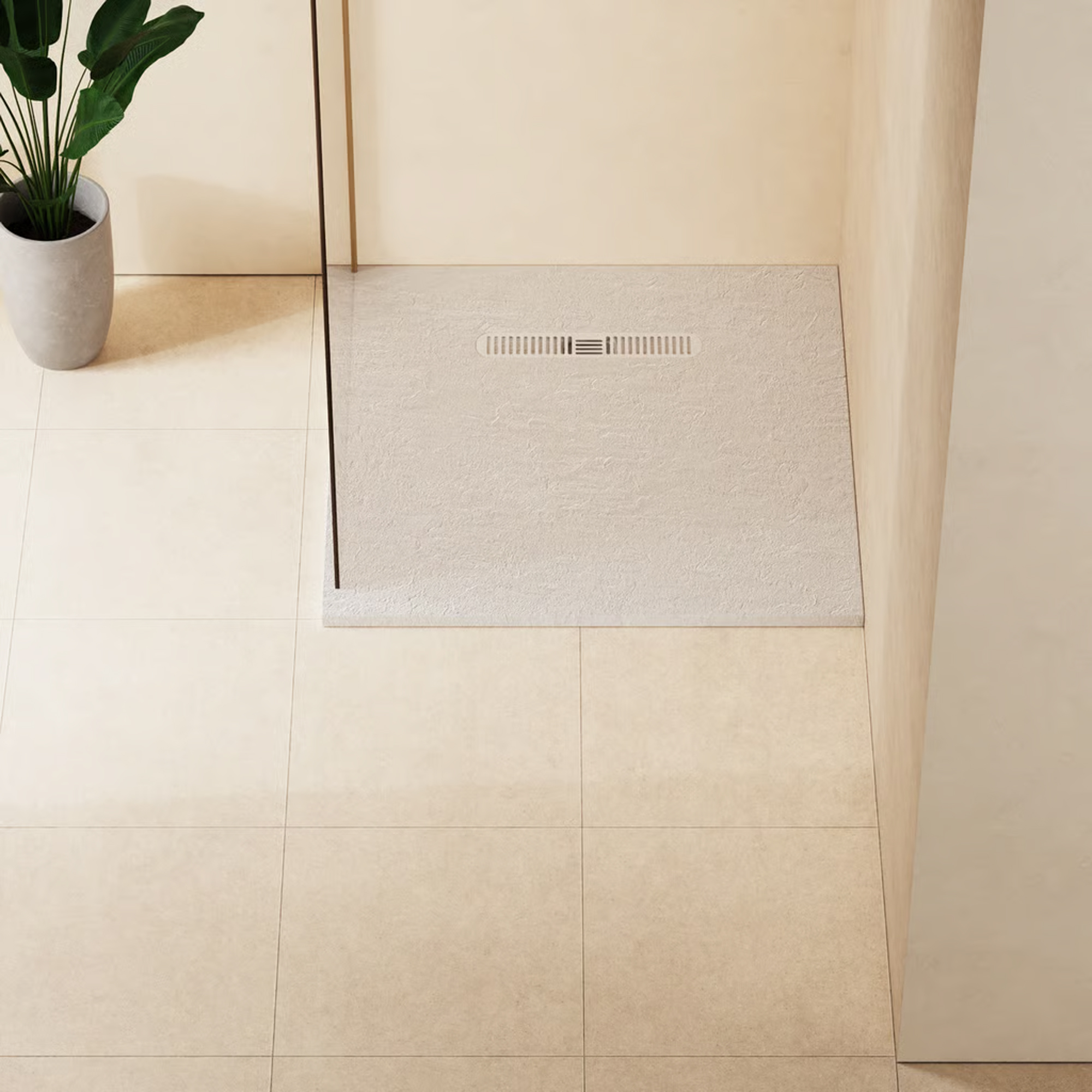 Crosswater Vito 25mm Dolomite Stone Resin Textured Square 900 x 900mm Shower Tray with Linear Waste Cover