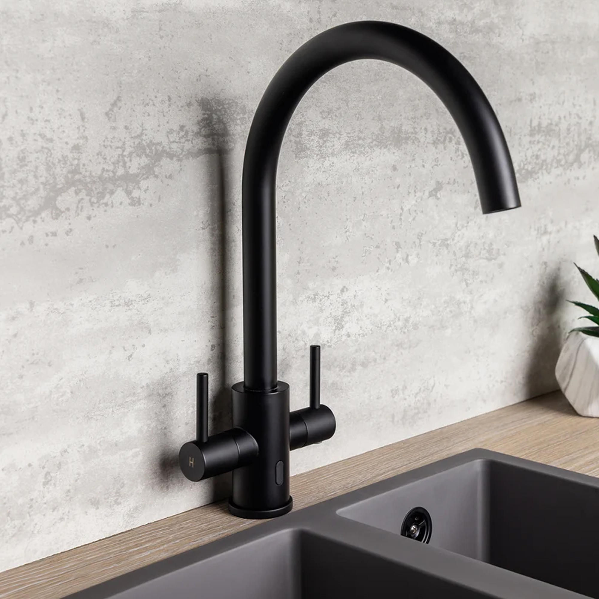 Top-Fix Torra Twin Lever Mono Kitchen Mixer Tap