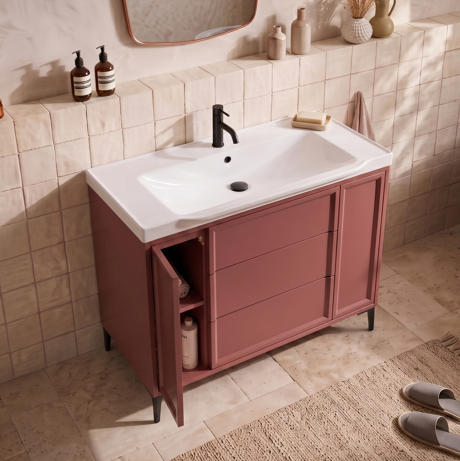 Elara 1000mm Floorstanding Vanity Unit & Basin with Leg Set