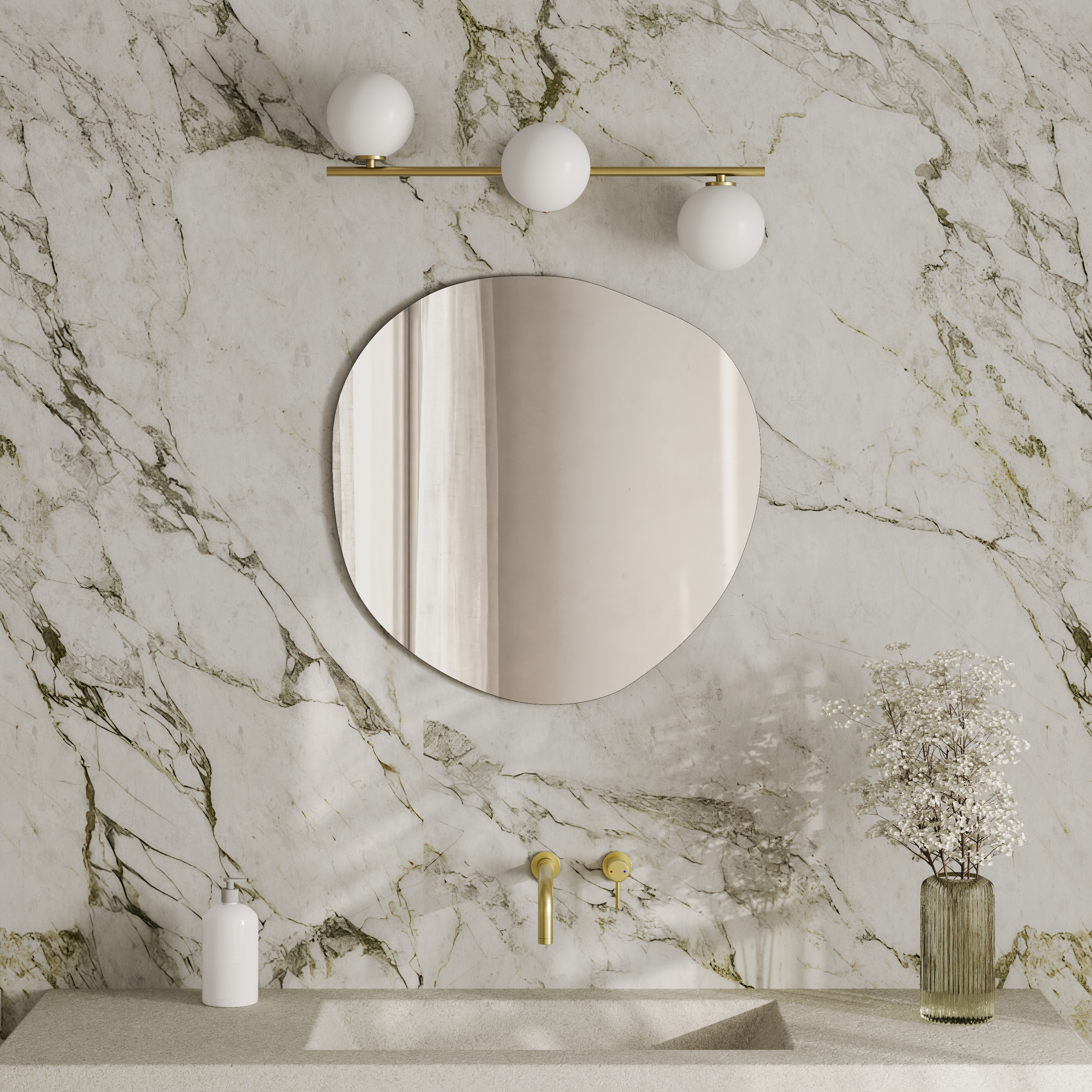 Organics Slim Mirror with 3 Sphere Light