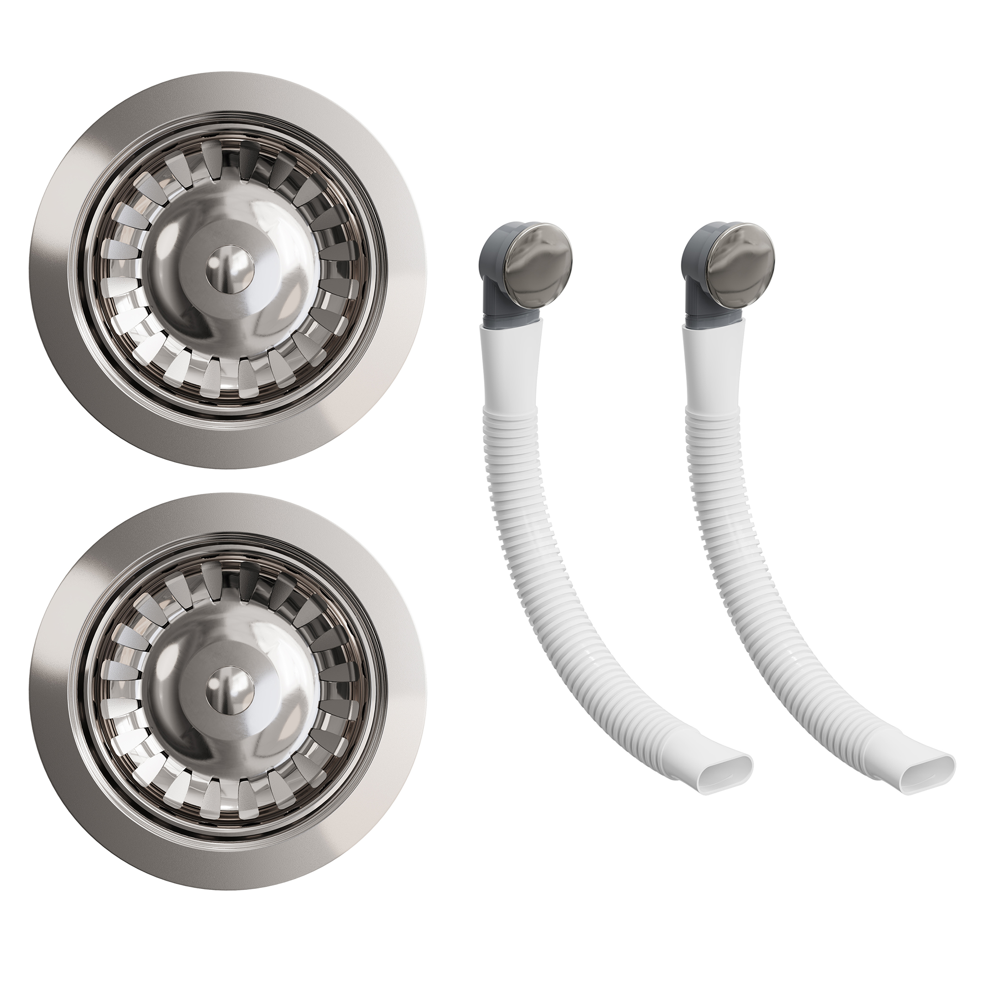 Butler & Rose Premium 90mm 1.5 & 2 Bowl Kitchen Sink Strainer Wastes with Two Round Overflows