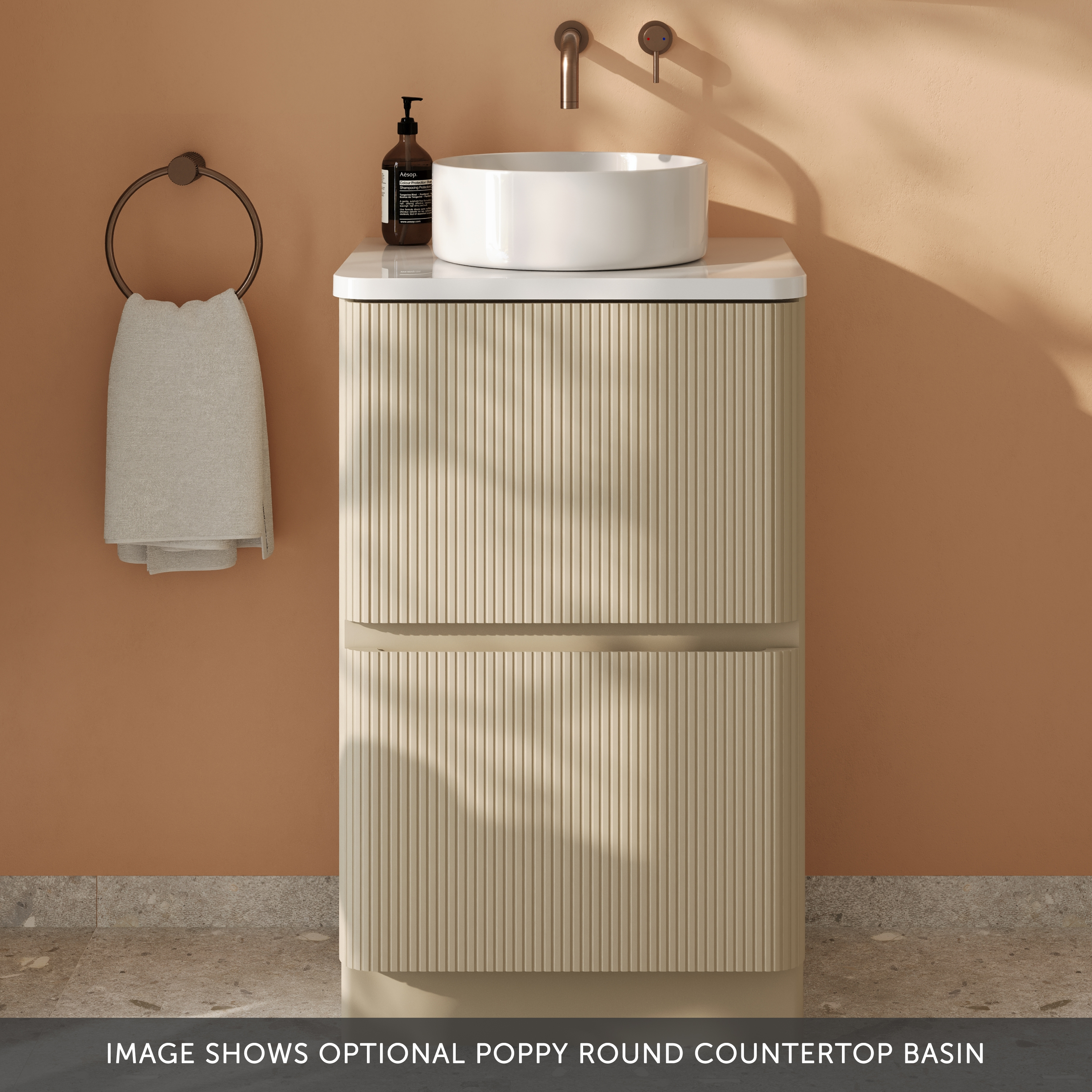 Drench Origin 500mm Fluted Floorstanding Vanity Unit & Countertop