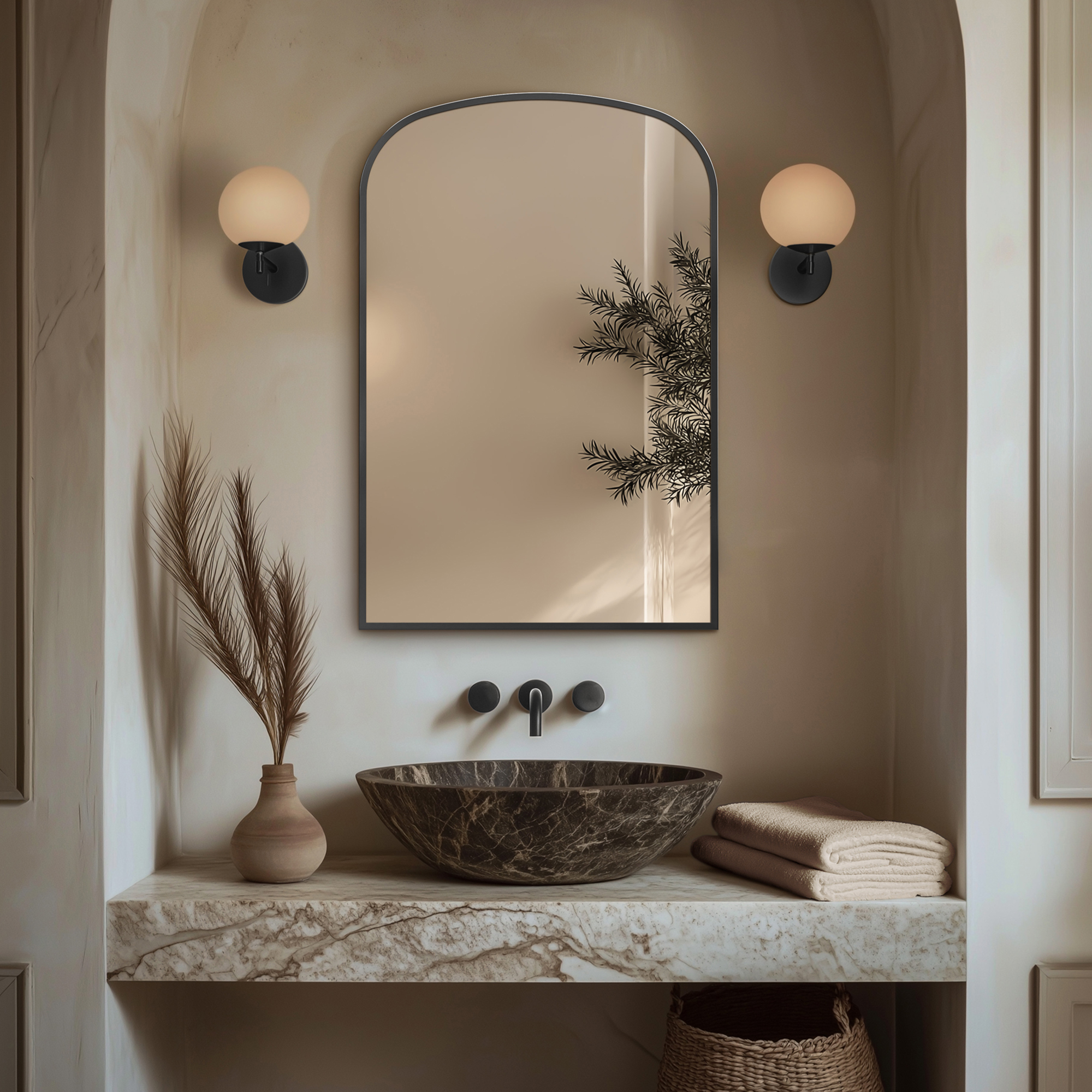Origins Living Delphine Overmantle Arched Mirror - 600 x 900mm