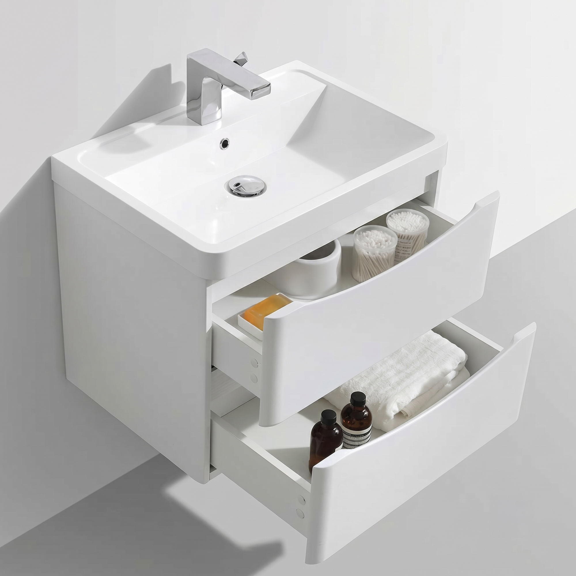 Harbour Clarity 600mm Wall Mounted White Ash Vanity Unit & Basin