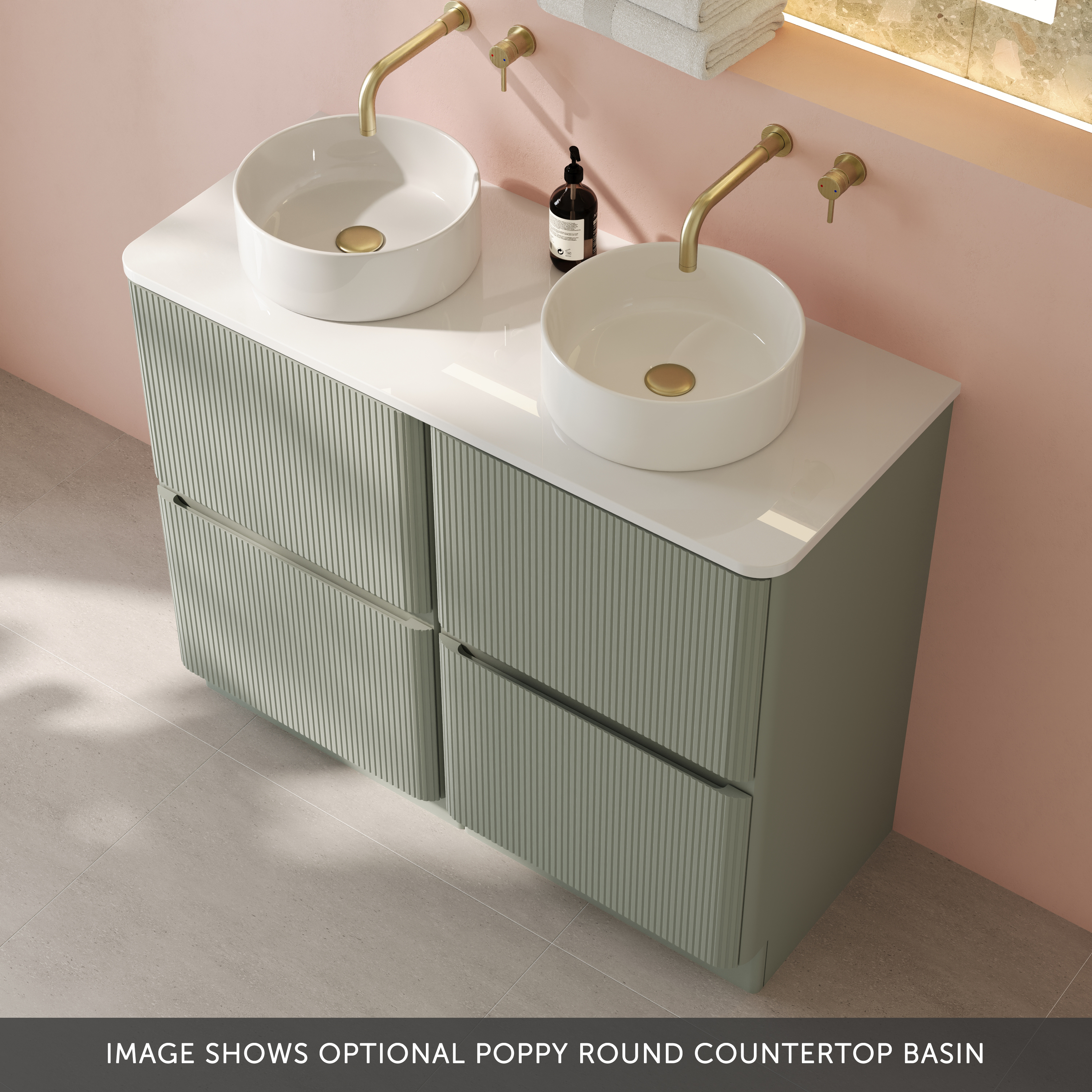 Drench Origin 1000mm Fluted Floorstanding Vanity Unit & Countertop