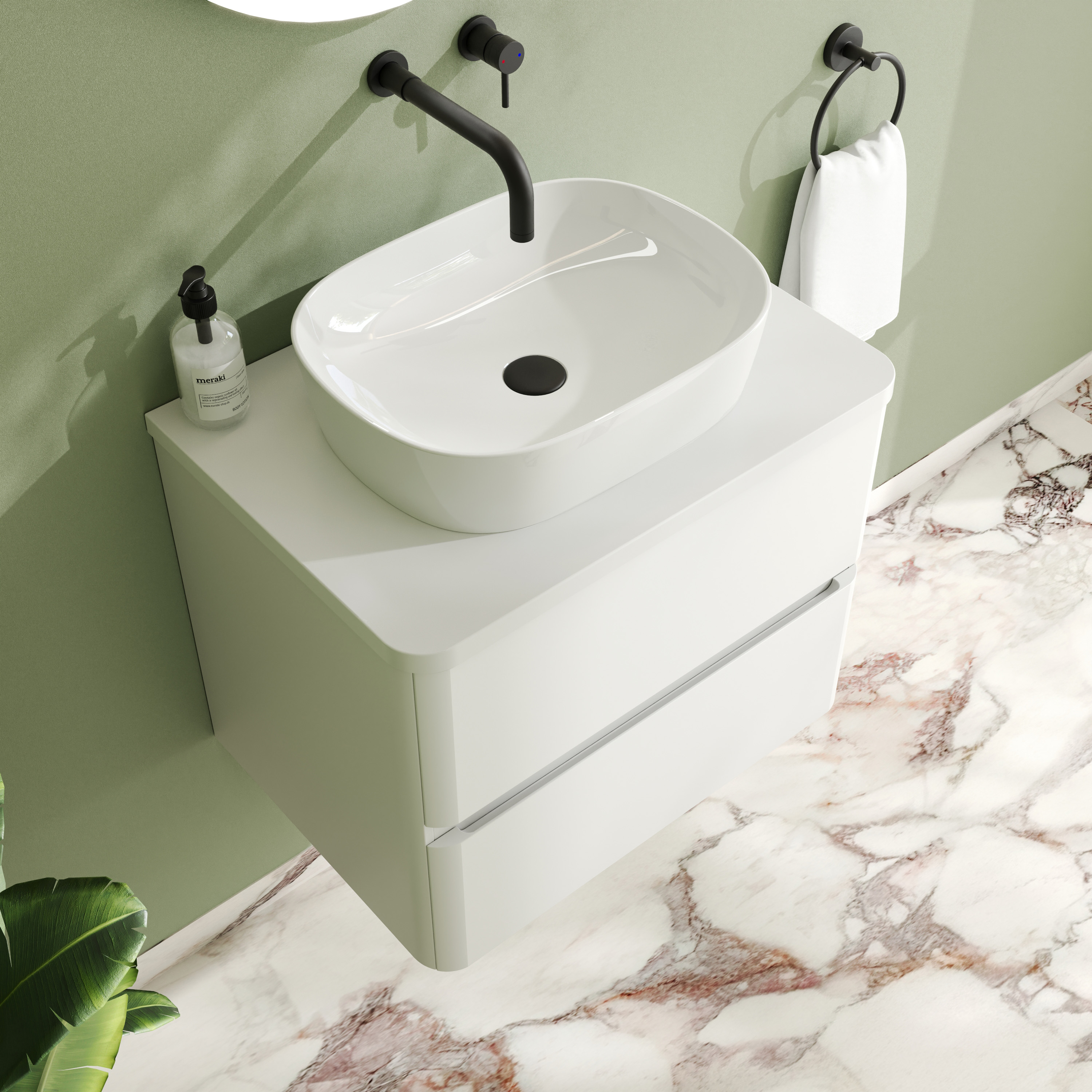 Drench Origin 600mm Wall Mounted Vanity Unit & Countertop