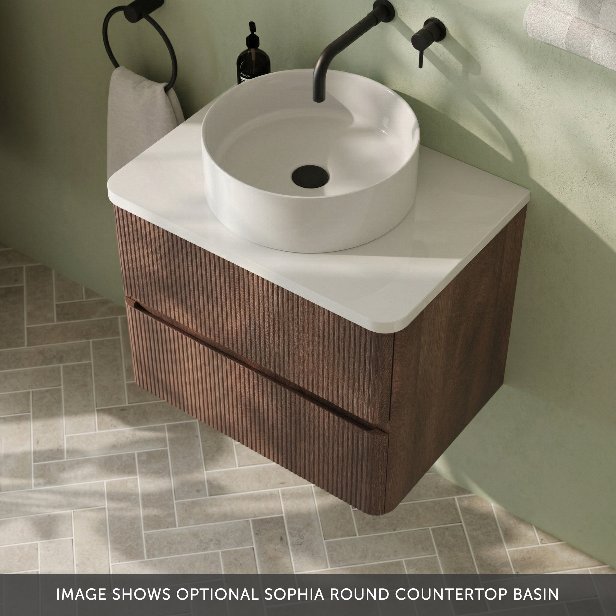 Drench Origin 600mm Fluted Wall Mounted Vanity Unit & Countertop
