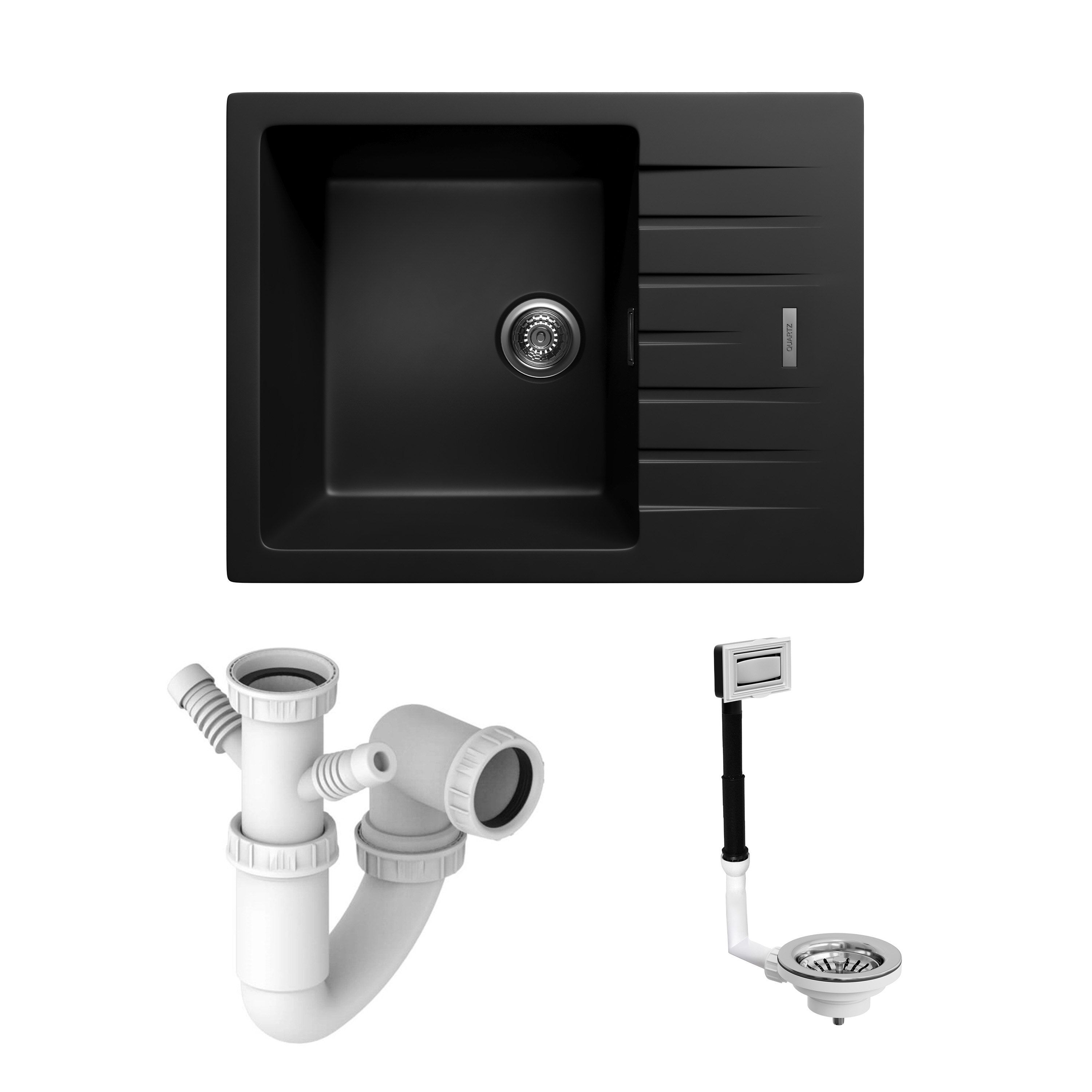Vellamo Horizon 1 Bowl Granite Composite Inset Kitchen Sink & Waste - 650 x 500mm
