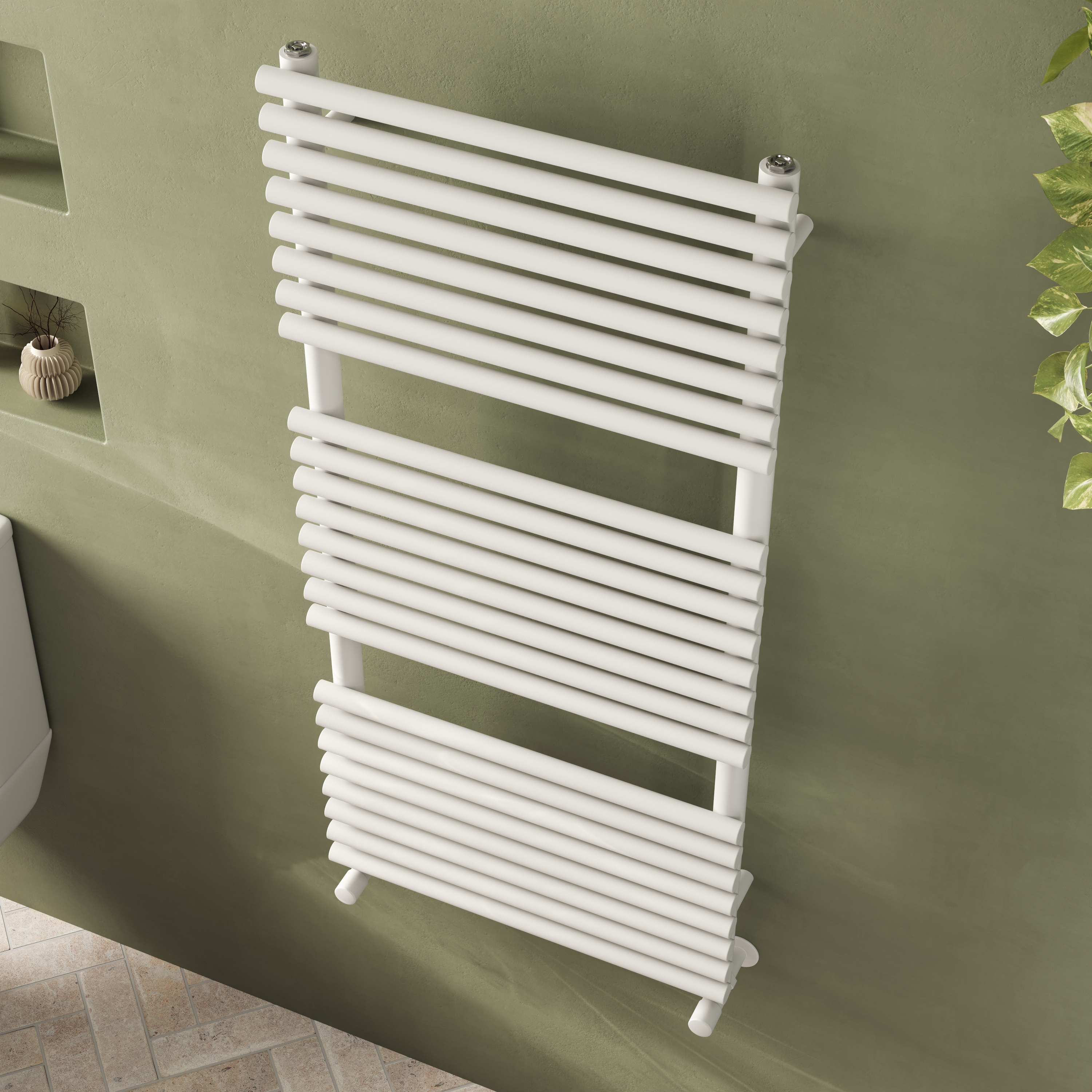 Toasty Halo Matt White Bar on Bar Heated Towel Rail