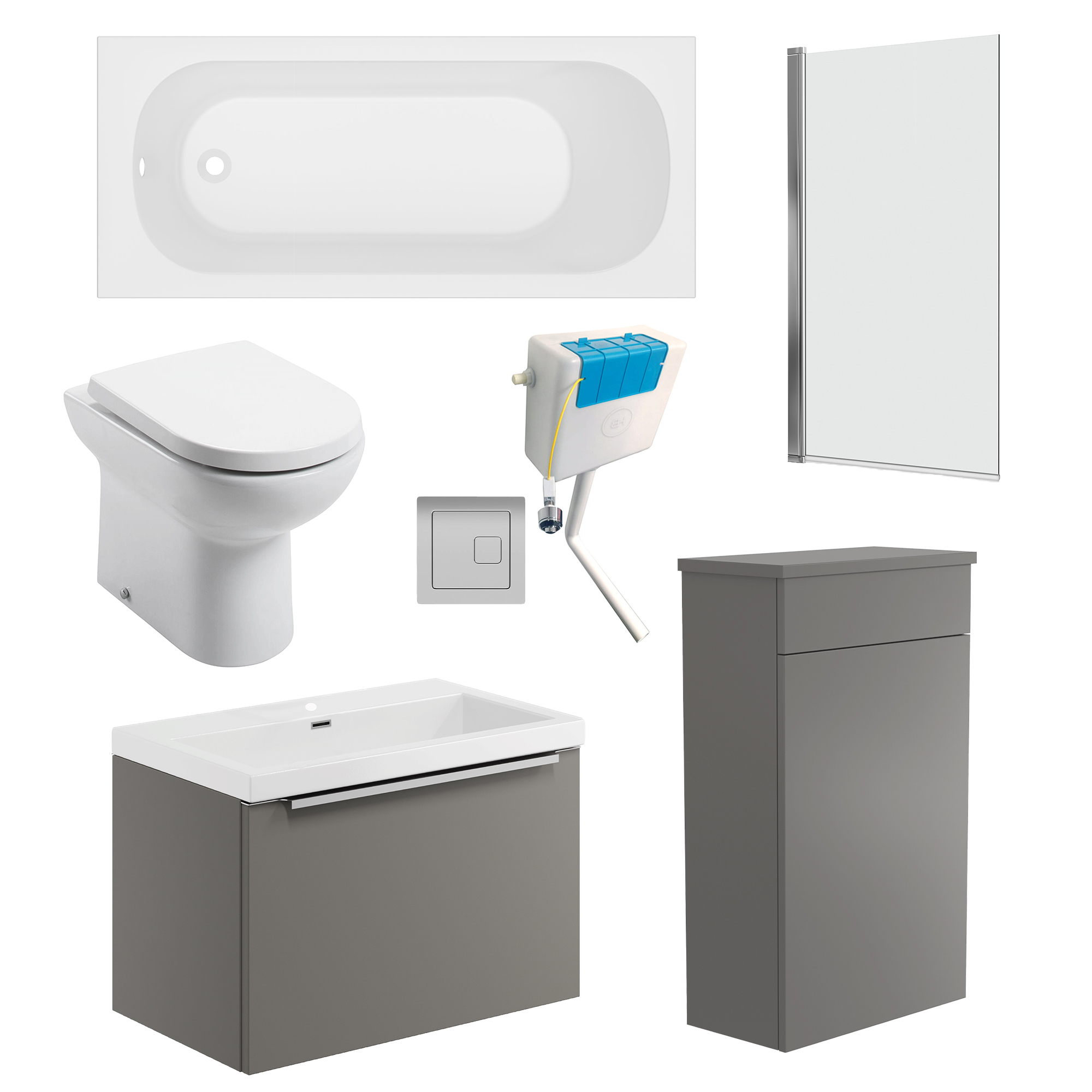 Freddie Reinforced Shower Bath Suite with Back to Wall Toilet