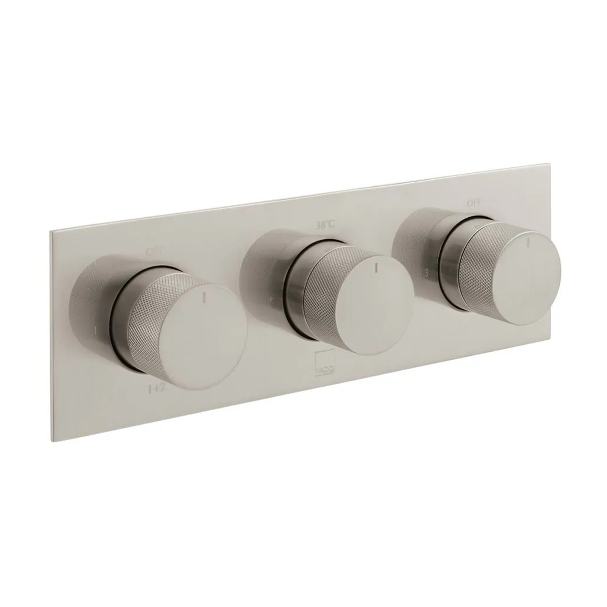 Vado Individual Tablet Knurled Horizontal 3 Outlet 3 Handle Thermostatic Concealed Shower Valve