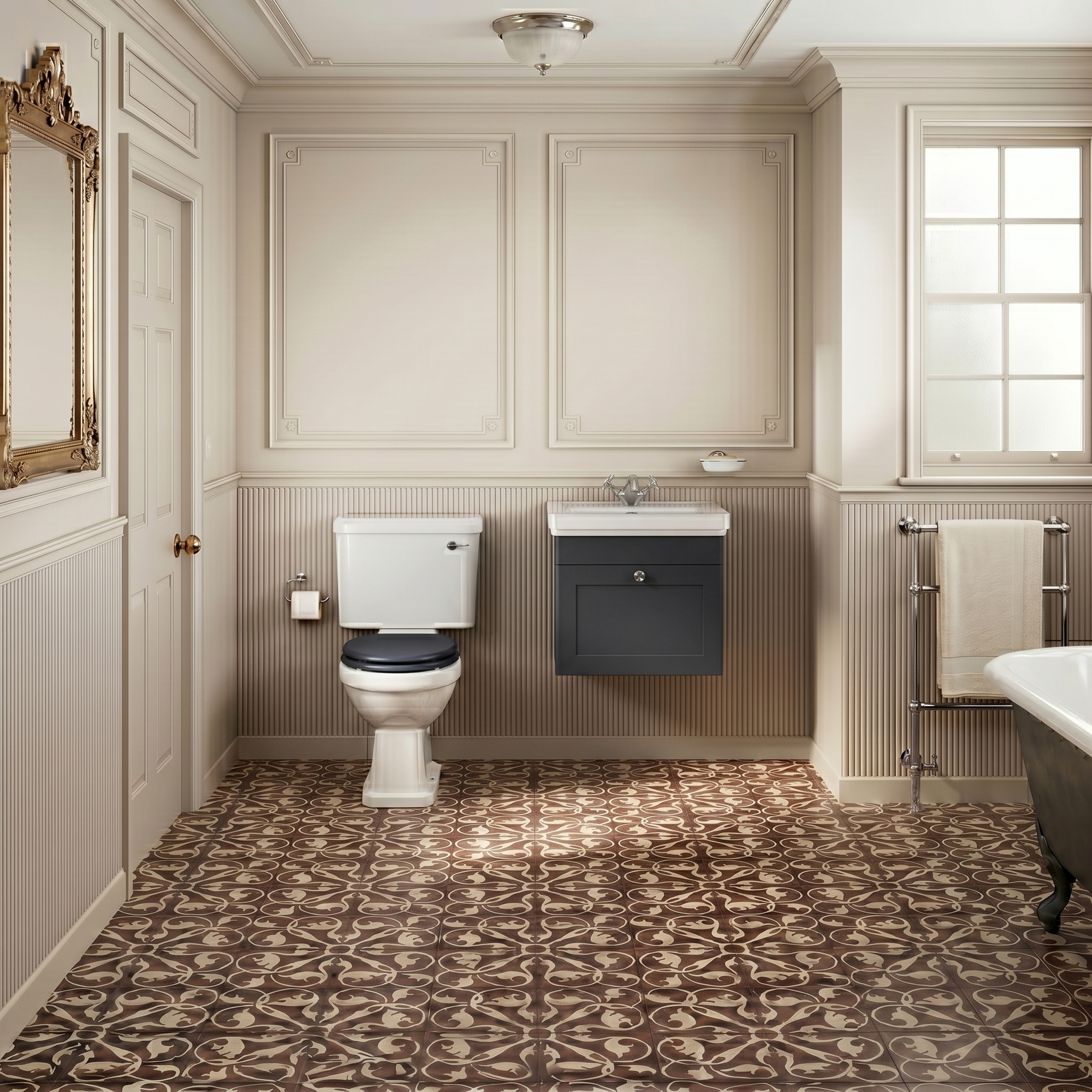 Butler & Rose Ophelia Traditional Toilet & 500mm Wall Hung Vanity Unit Bathroom Suite