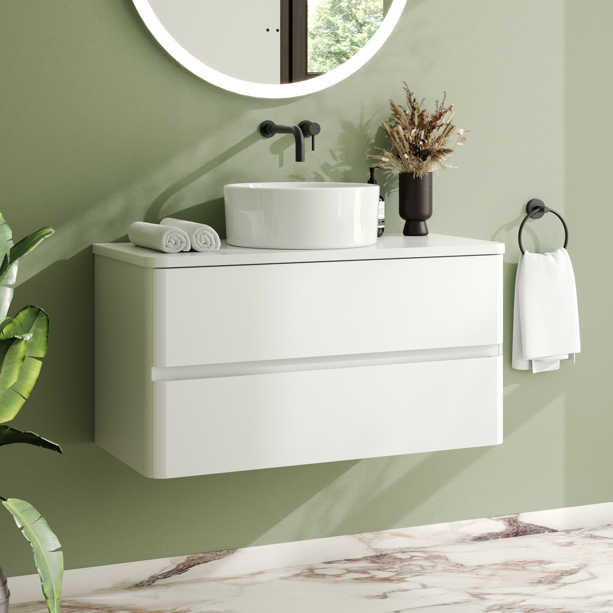 Drench Origin 900mm Wall Mounted Vanity Unit & Countertop
