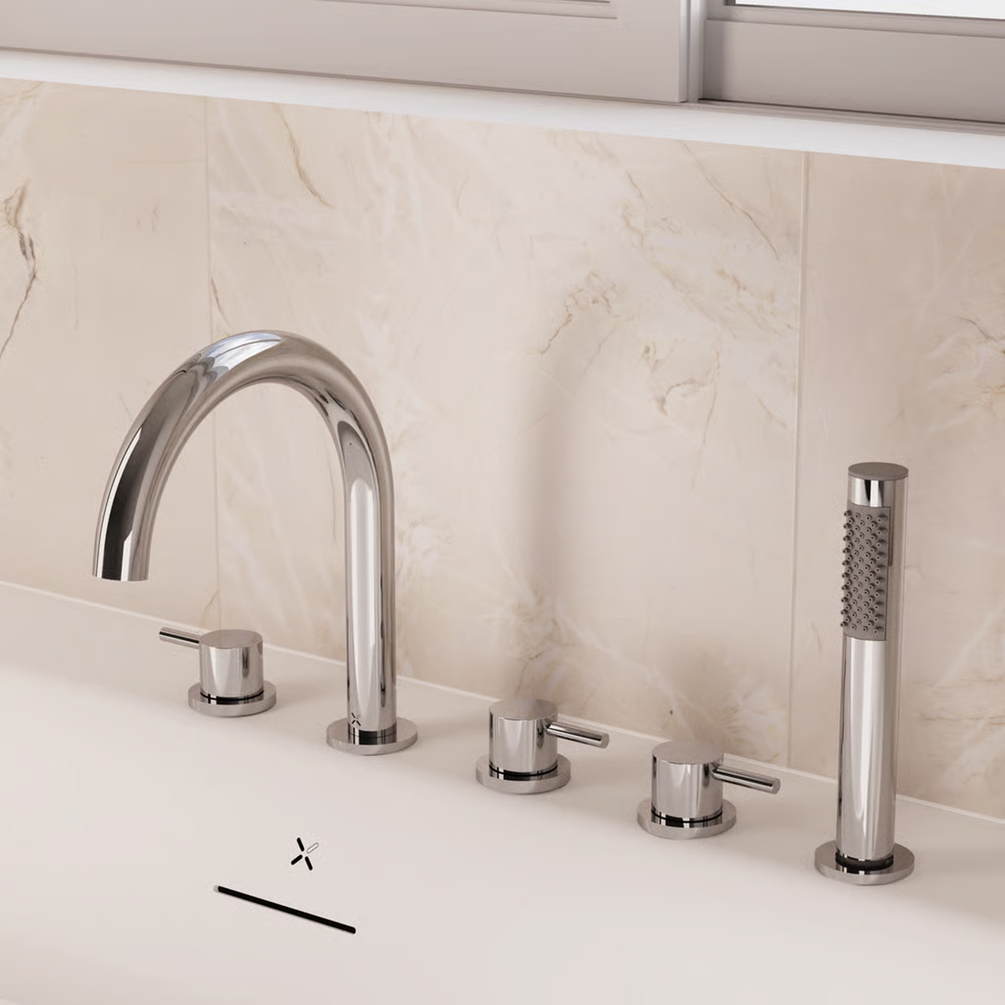 Crosswater MPRO 5 Hole Deck Mounted Bath Shower Mixer Set