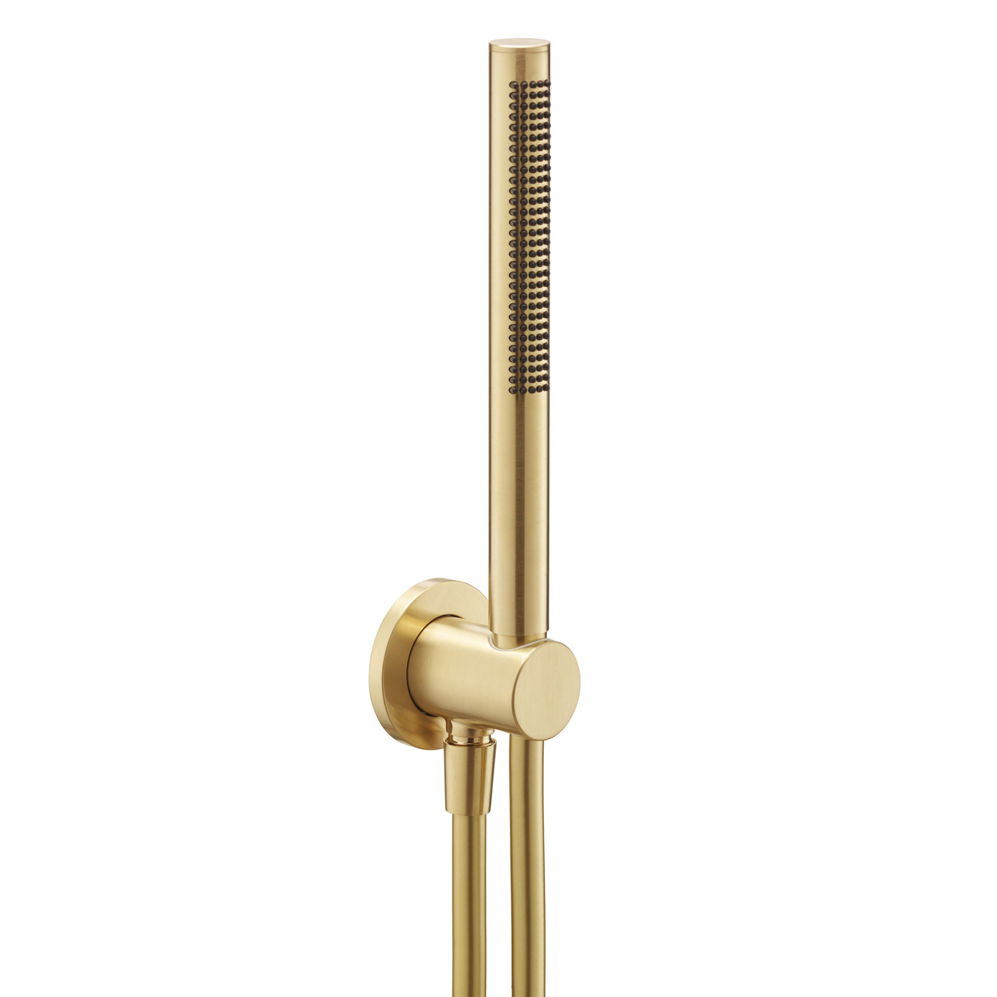 VOS Round Water Outlet & Holder with Metal Hose & Slim Hand Shower- Brushed Brass