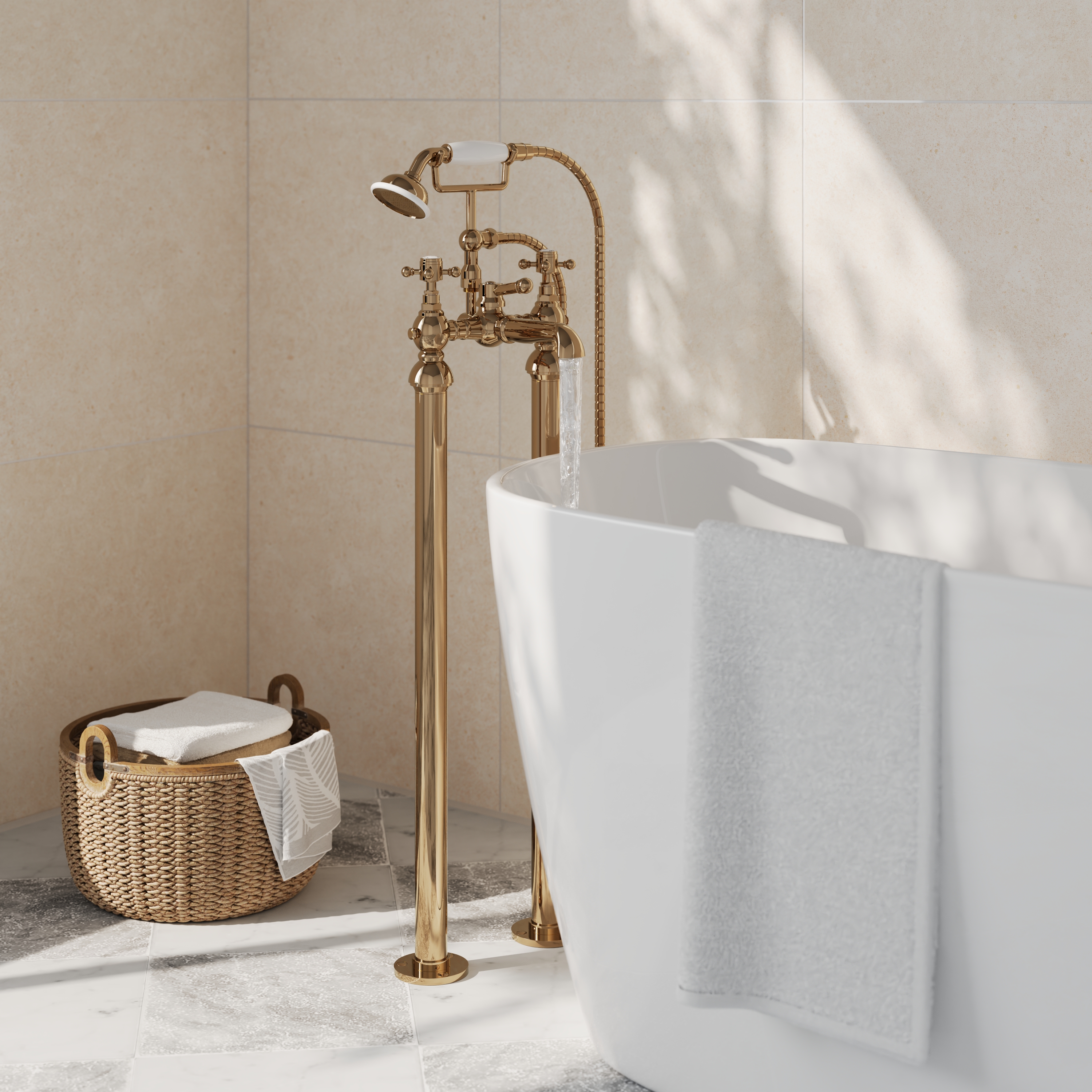 Butler & Rose Eliza Crosshead Freestanding Bath Shower Mixer Tap