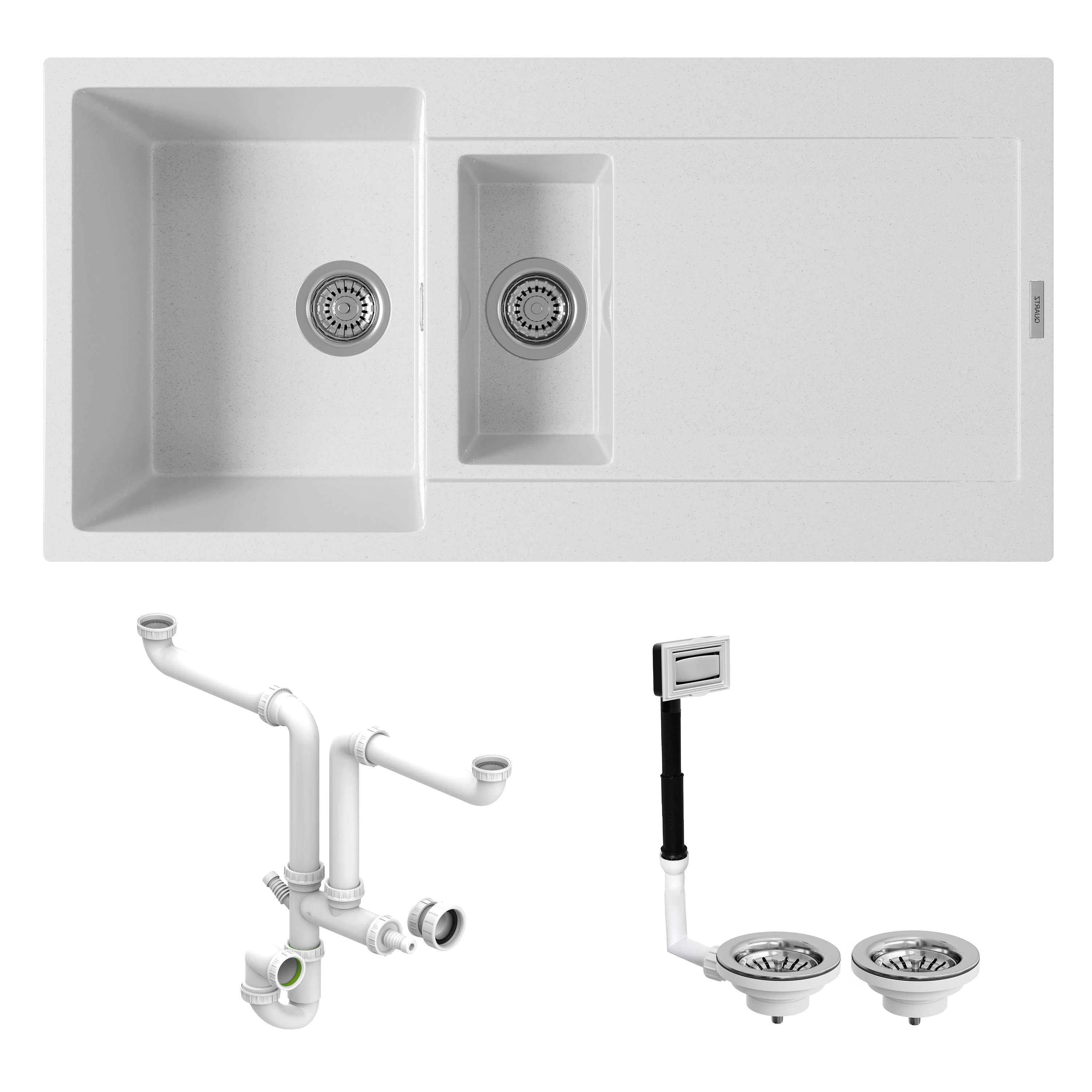 Vellamo Rocca 1.5 Bowl Granite Composite Inset Kitchen Sink & Waste - 1000 x 500mm