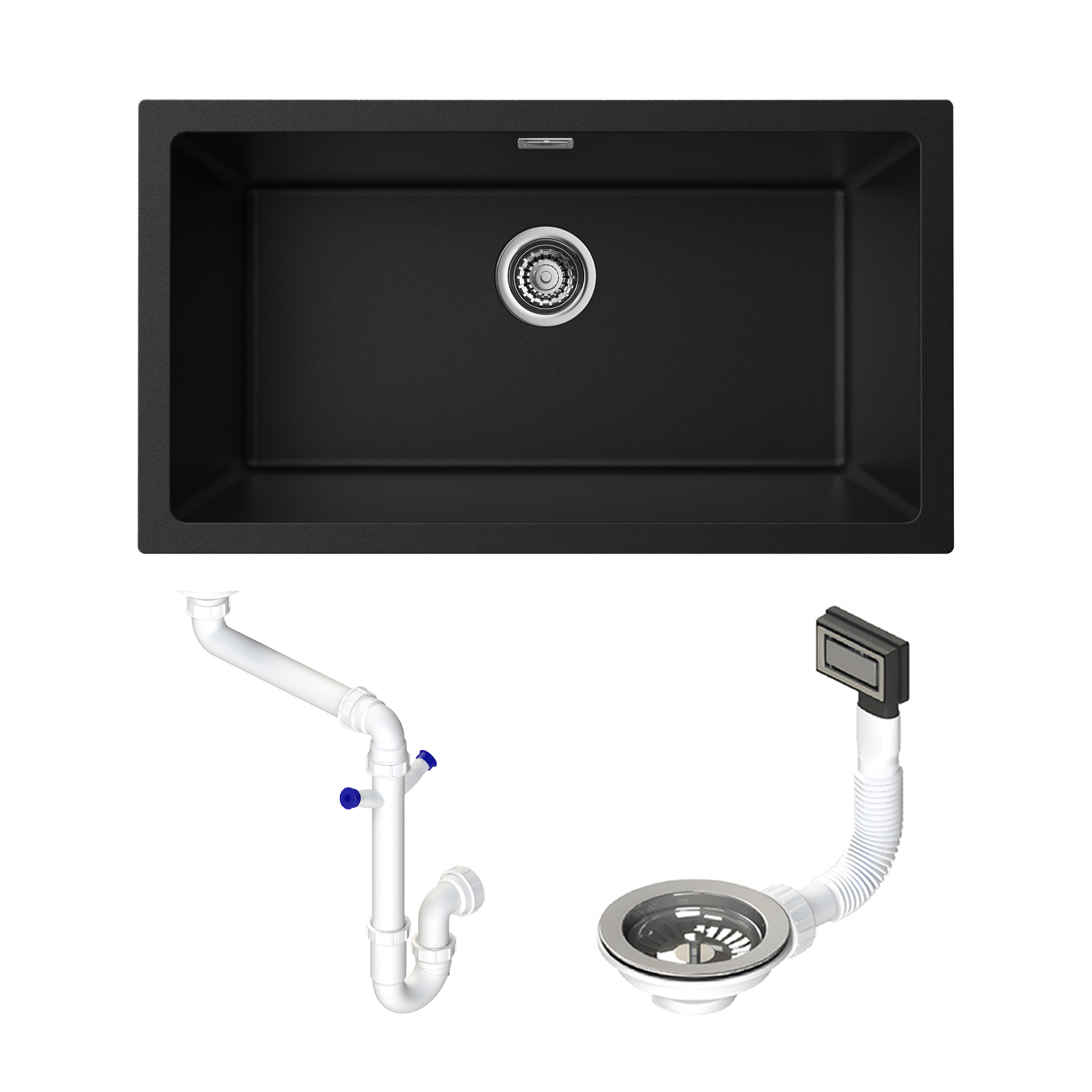 Vellamo Terra XL 1 Bowl Granite Composite Inset / Undermount Kitchen Sink & Waste - 774 x 434mm