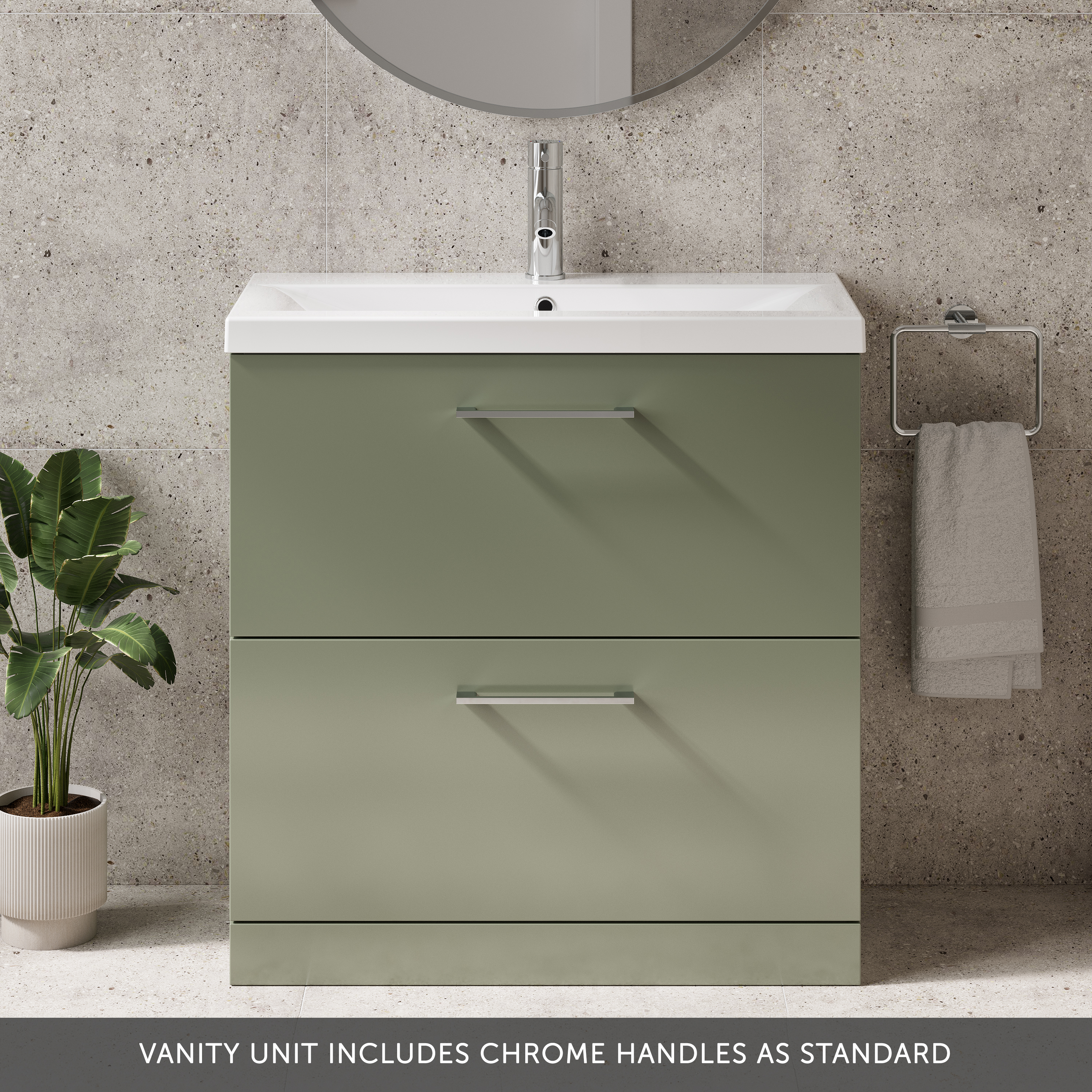 Erin 800mm Floorstanding 2 Drawer Vanity Unit & Basin