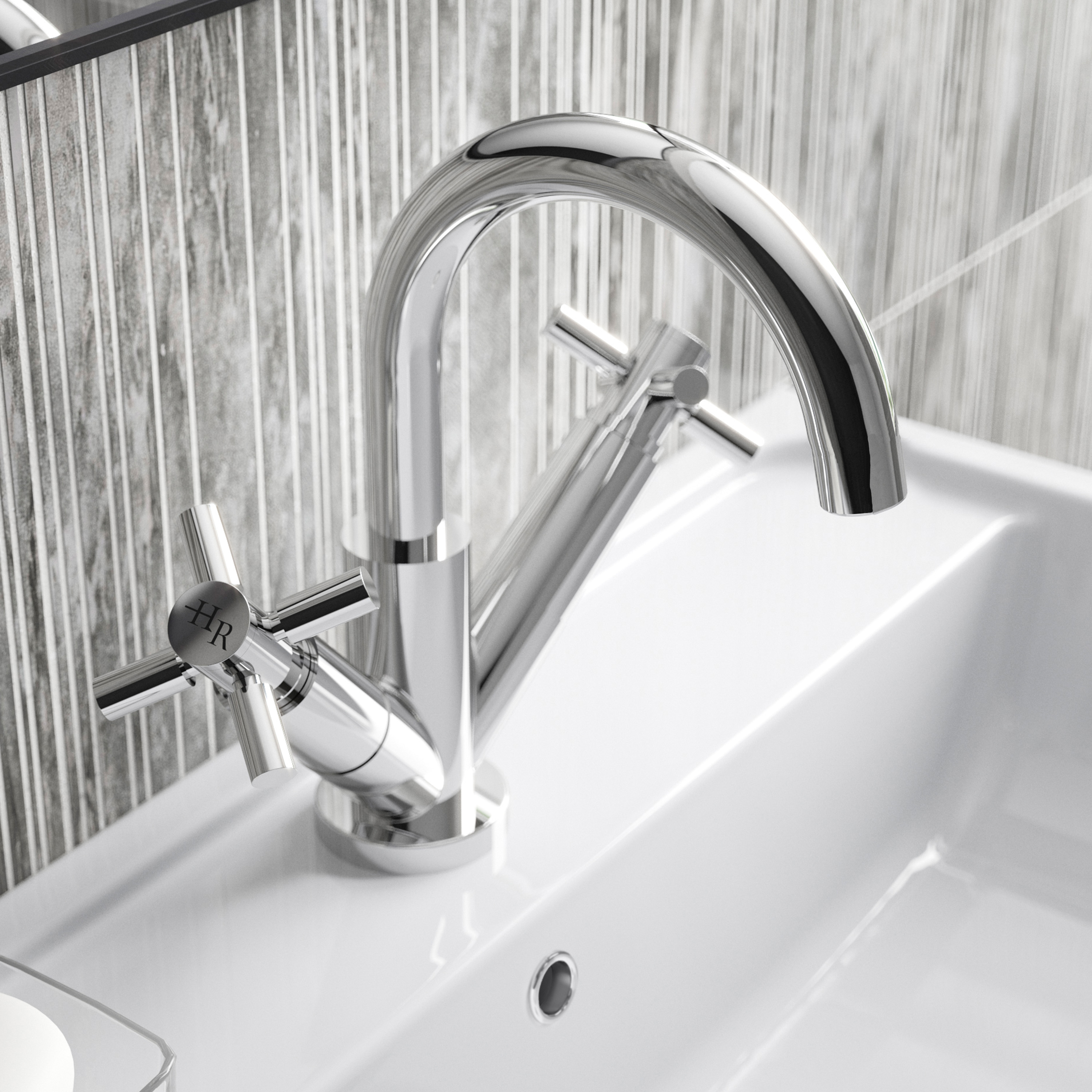 Hudson Reed Tec Crosshead Mono Basin Mixer with Clicker Waste