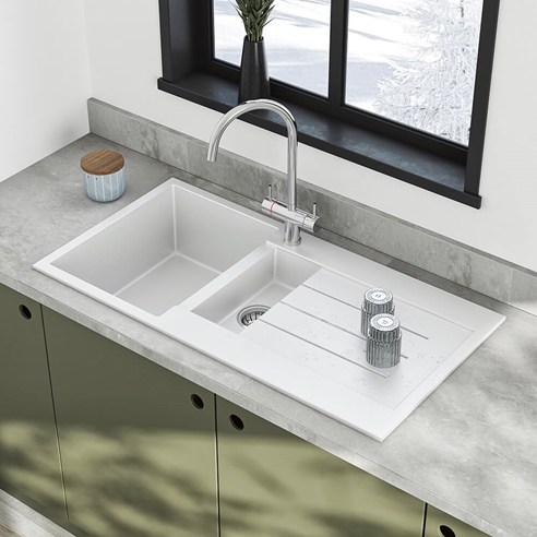 Vellamo Designer 1.5 Bowl Comite Composite Kitchen Sink & Waste with Reversible Drainer - 1000 x 500mm