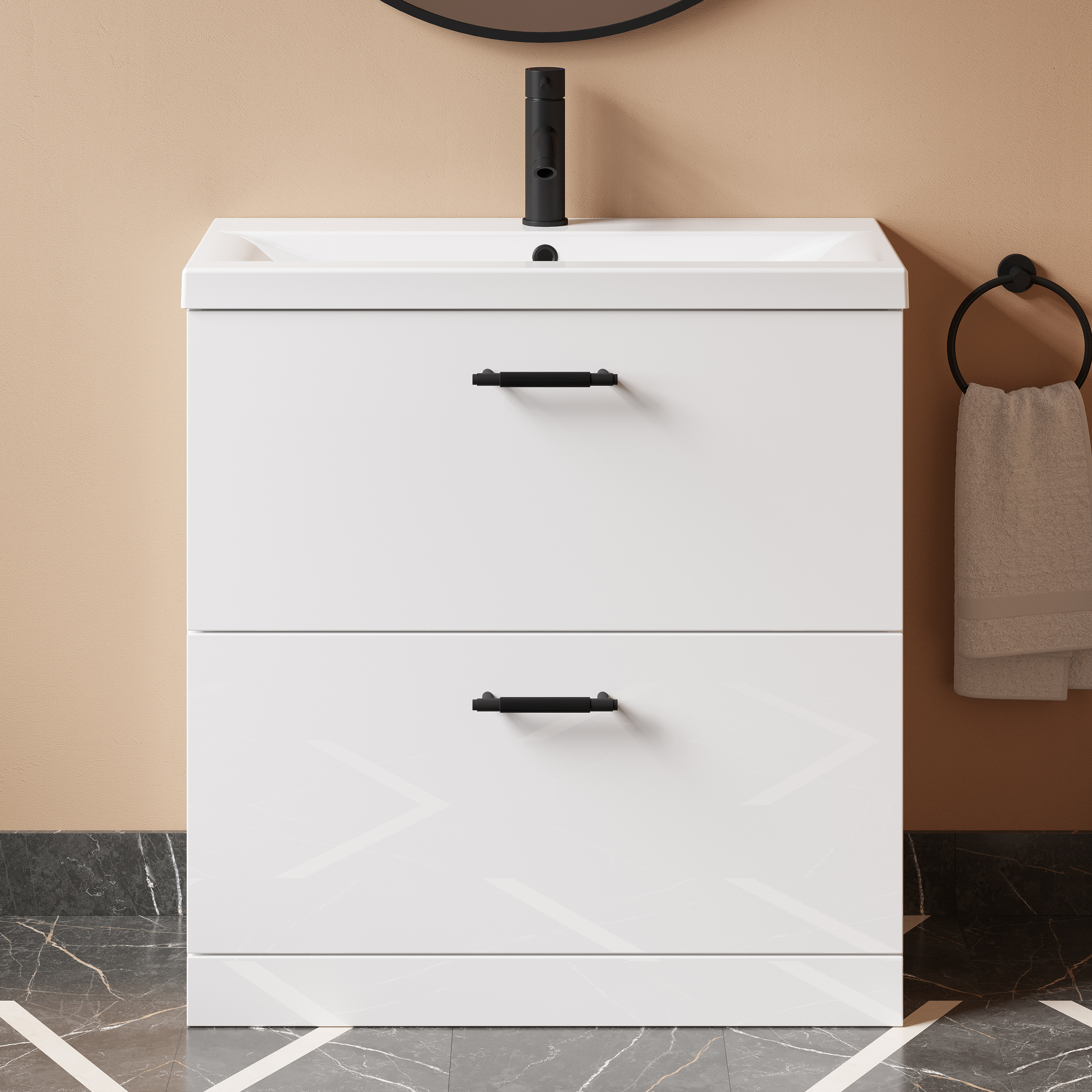 Erin 800mm Floorstanding 2 Drawer Vanity Unit & Basin